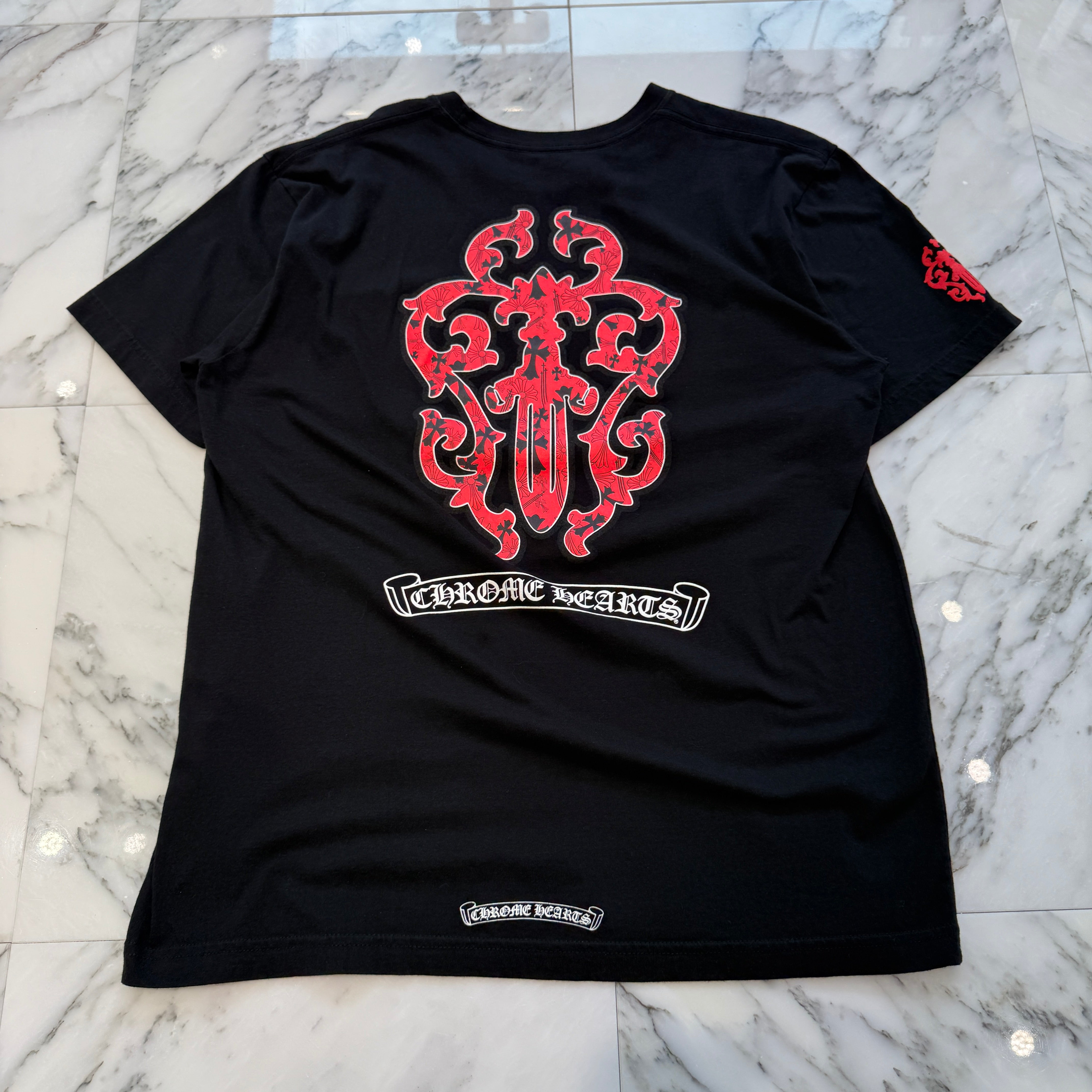 CHROME HEARTS Multi Logo Red Vine Dagger Tee Size L クロムハーツ マルチロゴ総柄 レッド ヴァインダガー Tシャツ サイズL