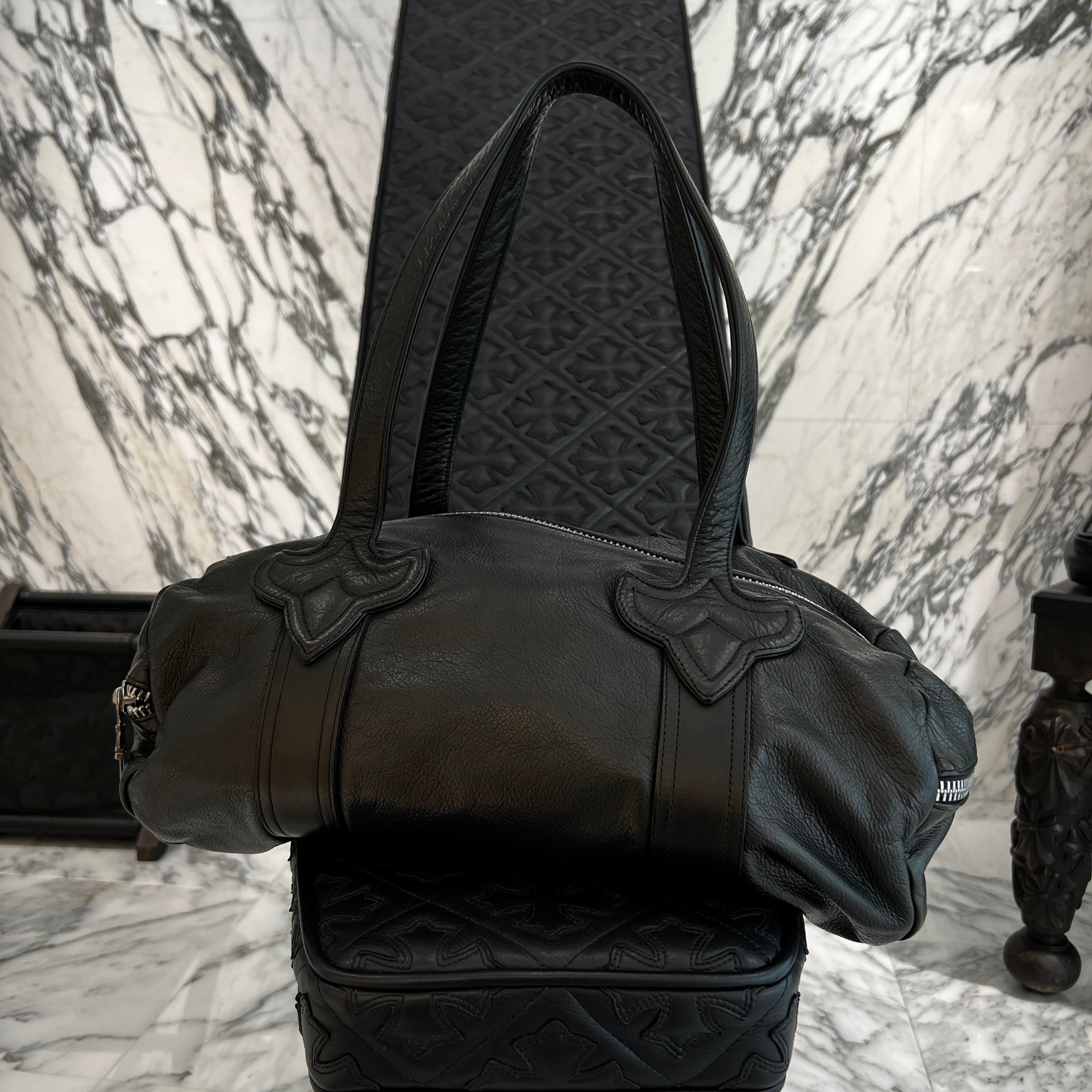 CHROME HEARTS FLARE Leather Duffle Bag Size XS クロムハーツ フレア