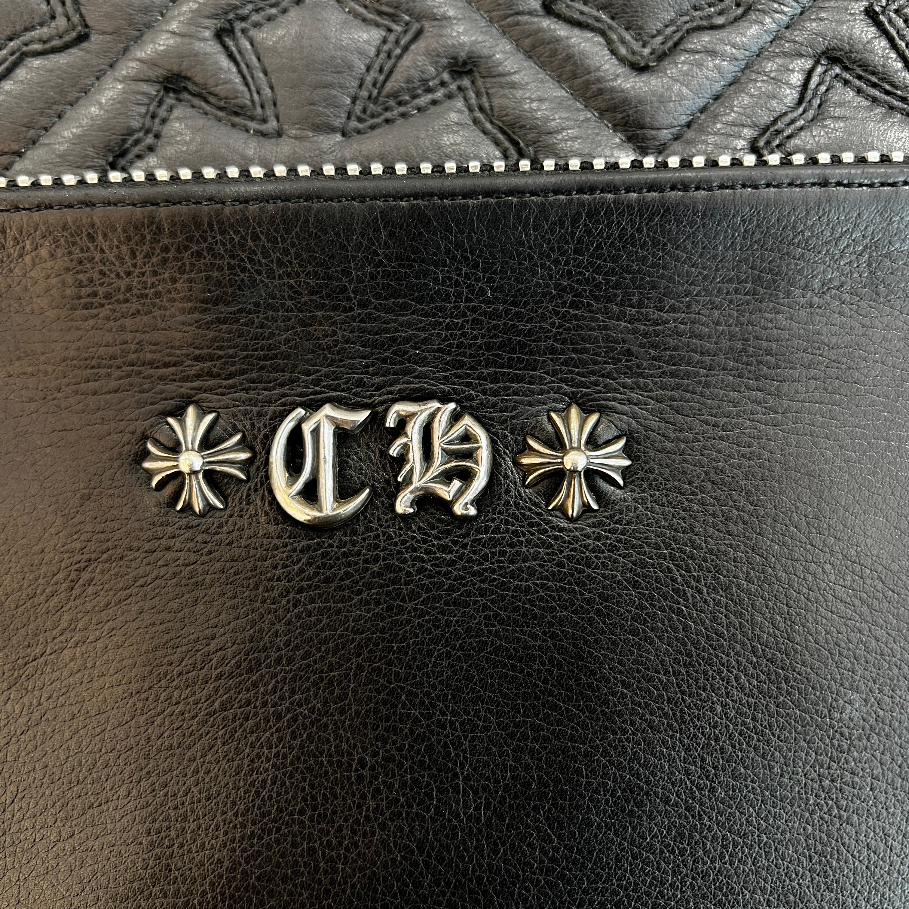 CHROME HEARTS Round Zip CH Plus Logo Leather Crutch Bag クロムハーツ ラウンドジップ CHプラス ロゴ レザー クラッチバッグ