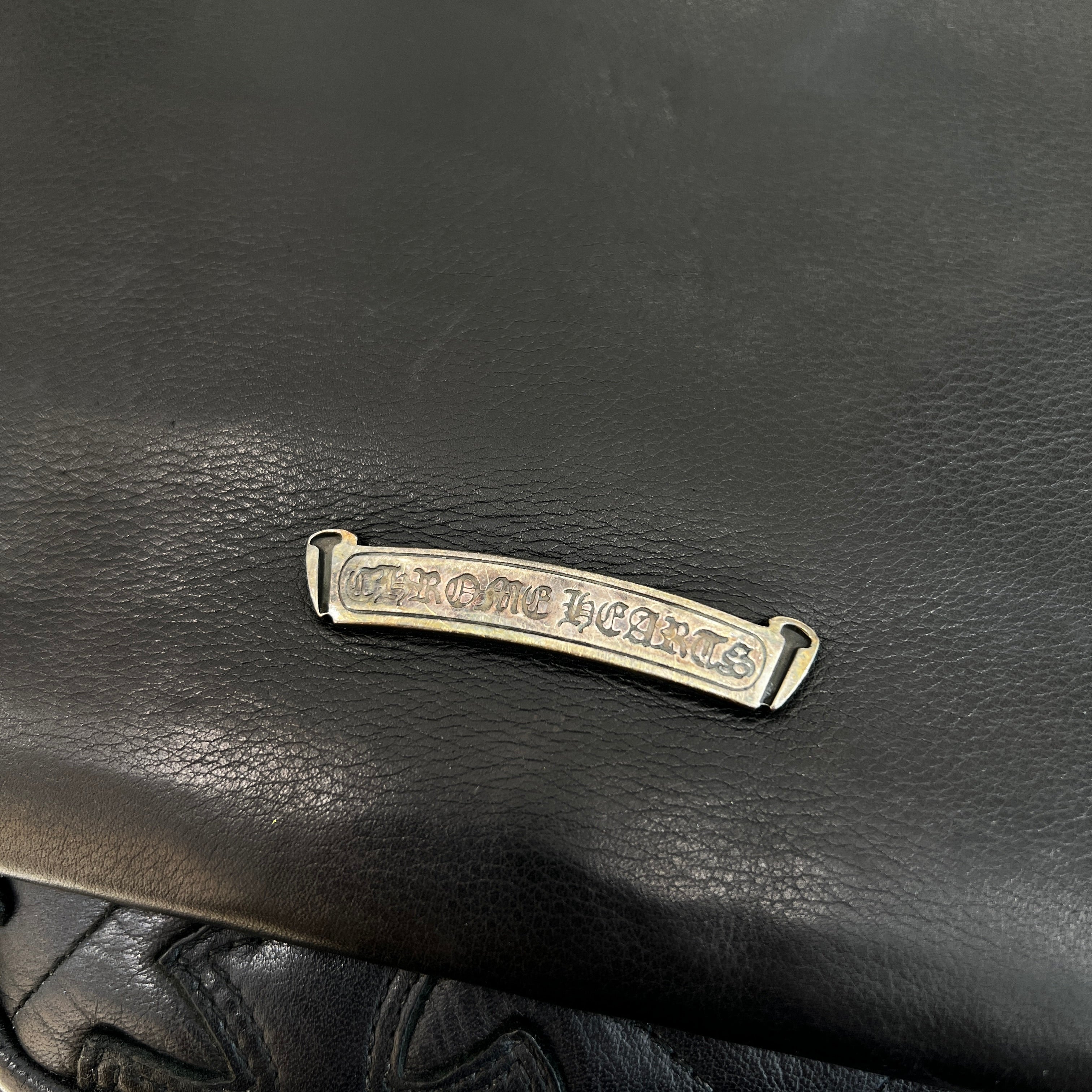 CHROME HEARTS Round Zip CH Plus Logo Leather Crutch Bag クロムハーツ ラウンドジップ CHプラス ロゴ レザー クラッチバッグ