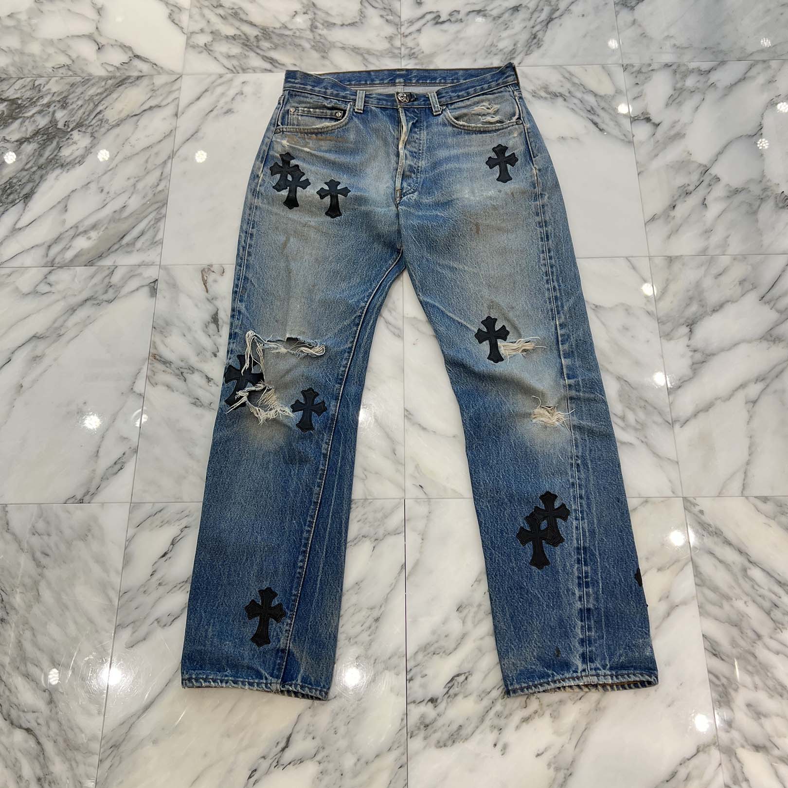 CHROME HEARTS × Levi's VNTG Cross Leather Patch Denim Pants Size 31 クロムハーツ × リーバイス ヴィンテージ クロスレザーパッチ デニムパンツ サイズ31