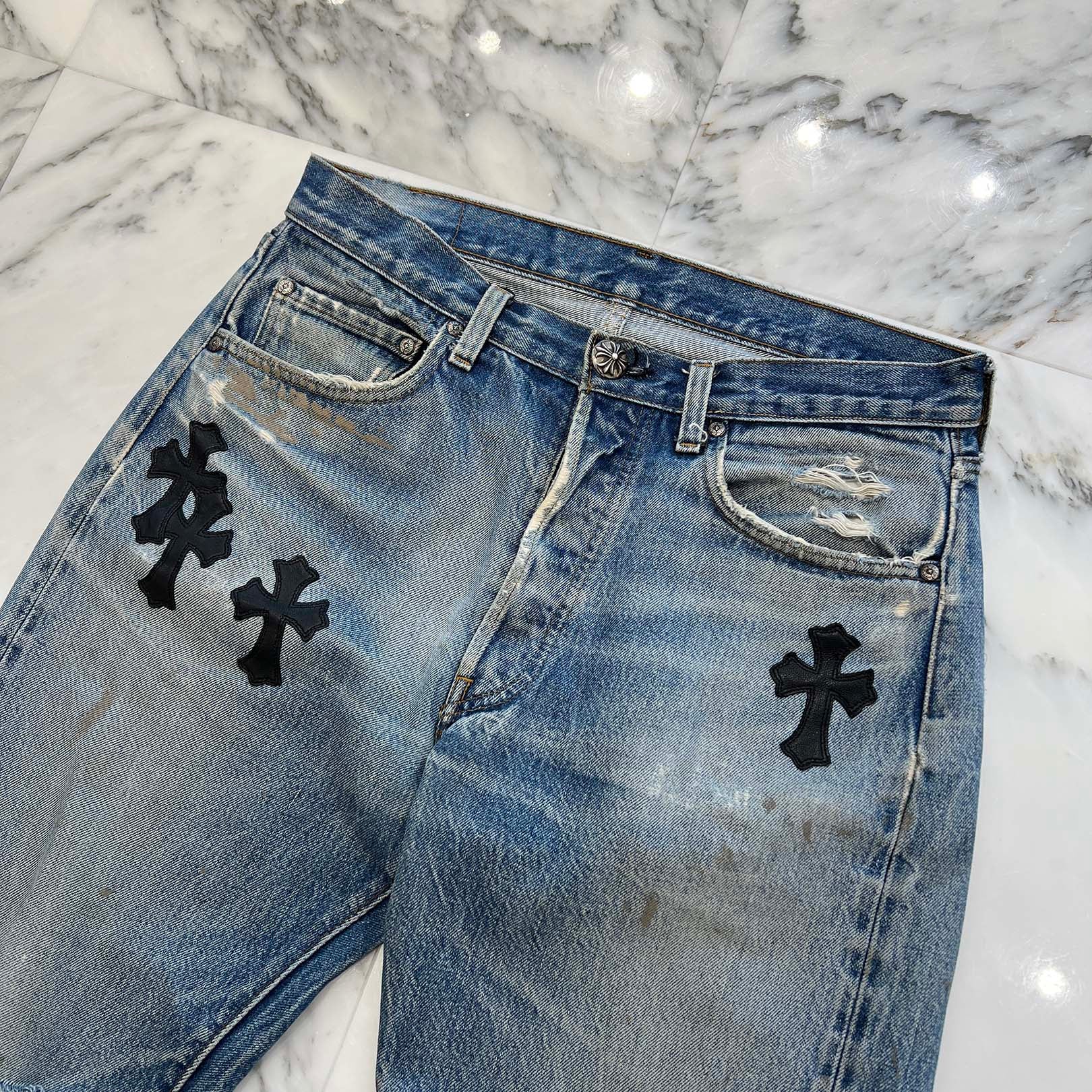 CHROME HEARTS × Levi's VNTG Cross Leather Patch Denim Pants Size 31 クロムハーツ × リーバイス ヴィンテージ クロスレザーパッチ デニムパンツ サイズ31