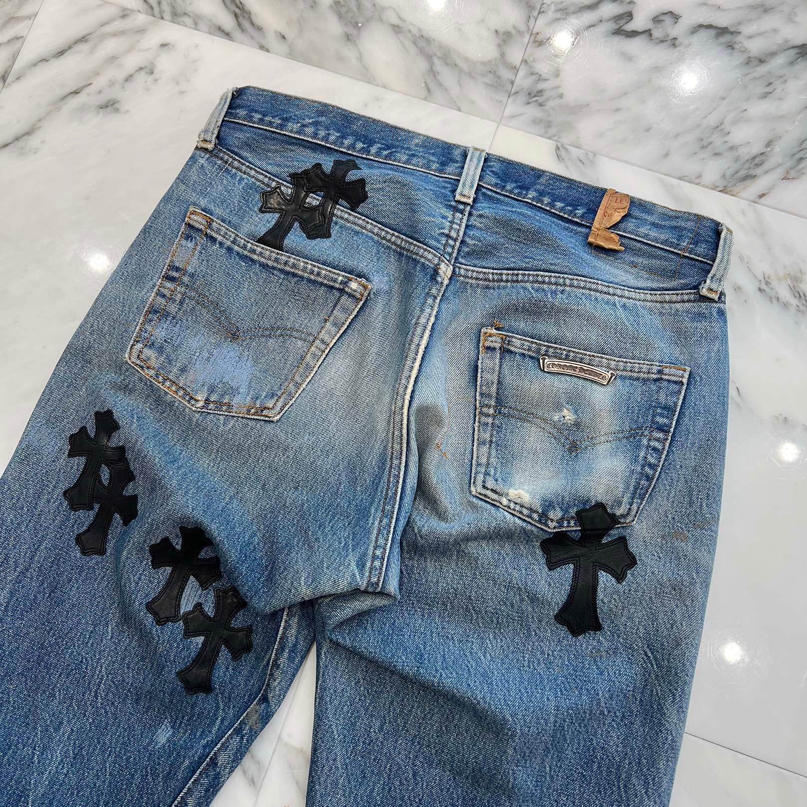CHROME HEARTS × Levi's VNTG Cross Leather Patch Denim Pants Size
