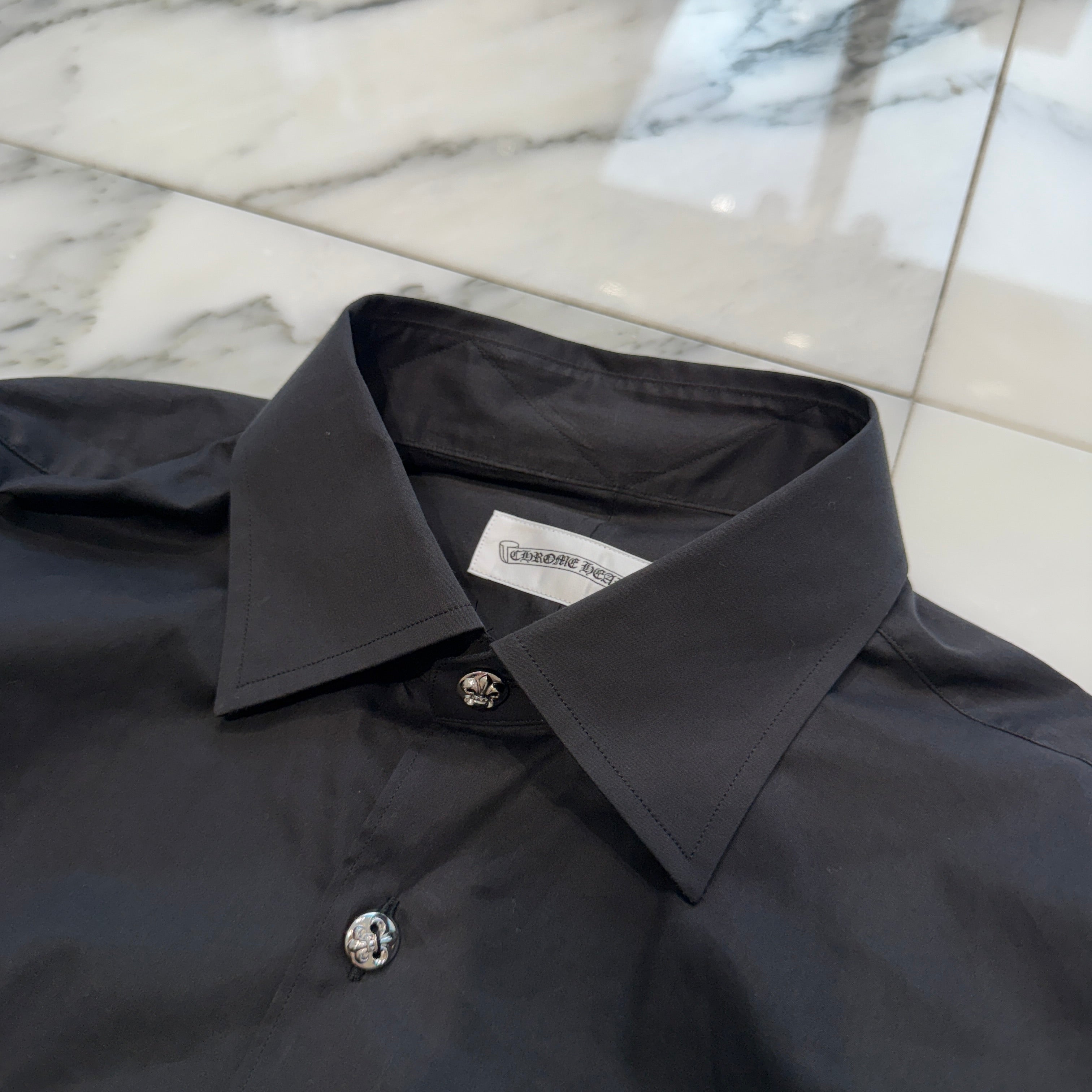 CHROME HEARTS BS FLARE Button Cotton Shirt Size 39 クロムハーツ BSフレアボタン コットンシャツ サイズ39