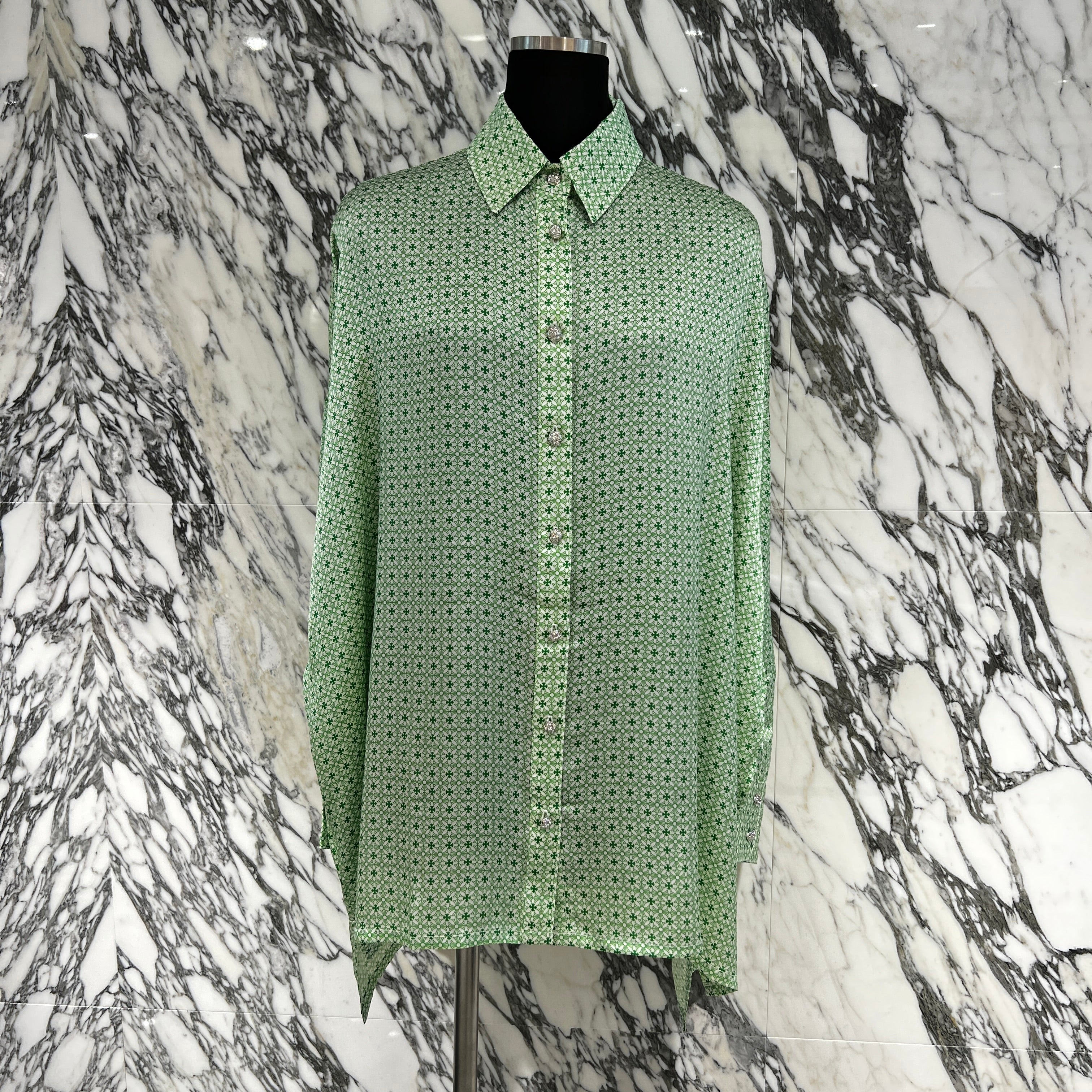 CHROME HEARTS YNOT Mahal Kita CH Plus Pattern Silk Shirt Size S