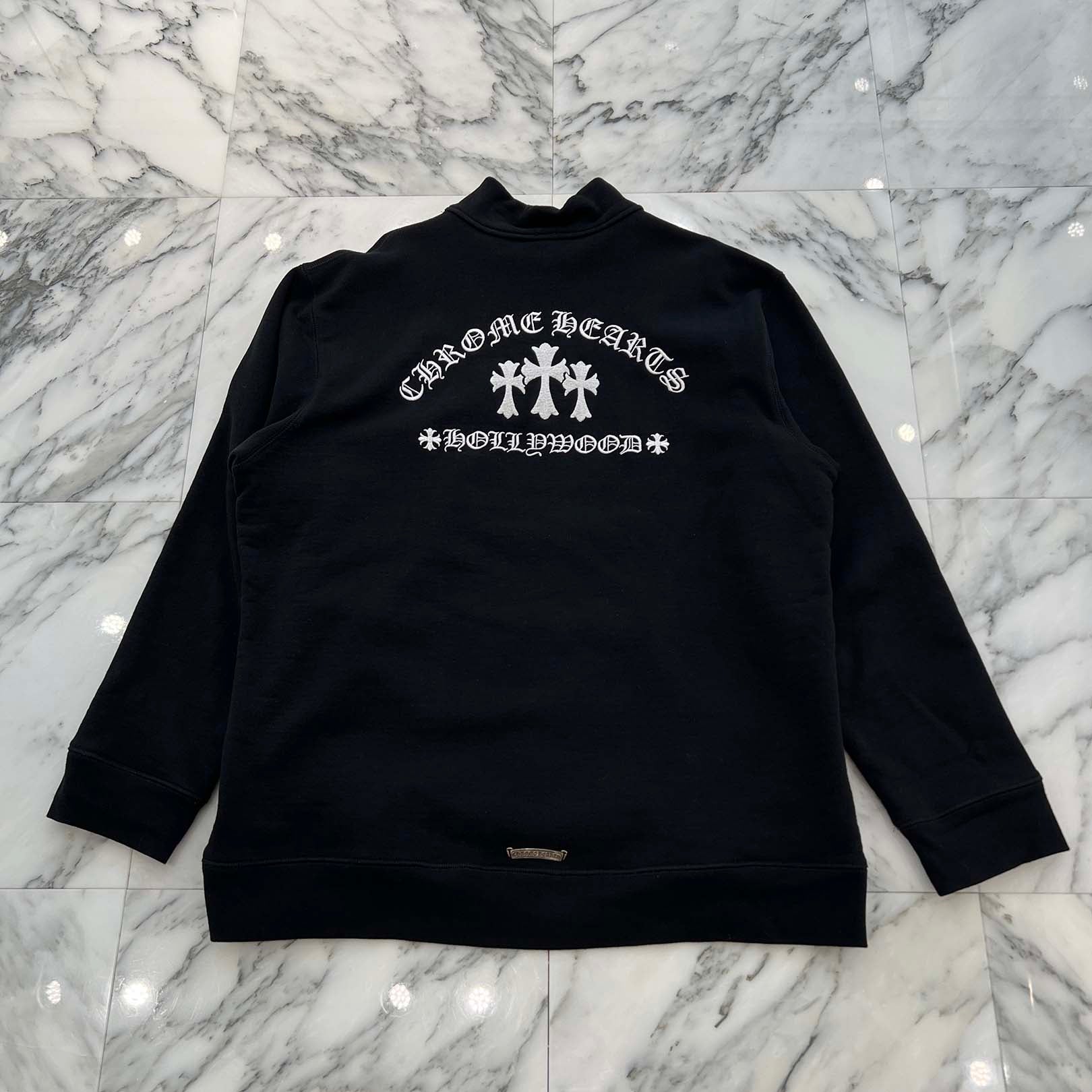 CHROME HEARTS Y NOT King Taco 3 Cemetery Cross Embroidery Half Zip Sweat Shirt Size XXL クロムハーツ ワイノット キングタコ 3セメタリークロス刺繍 ハーフジップ スウェットシャツ サイズXXL