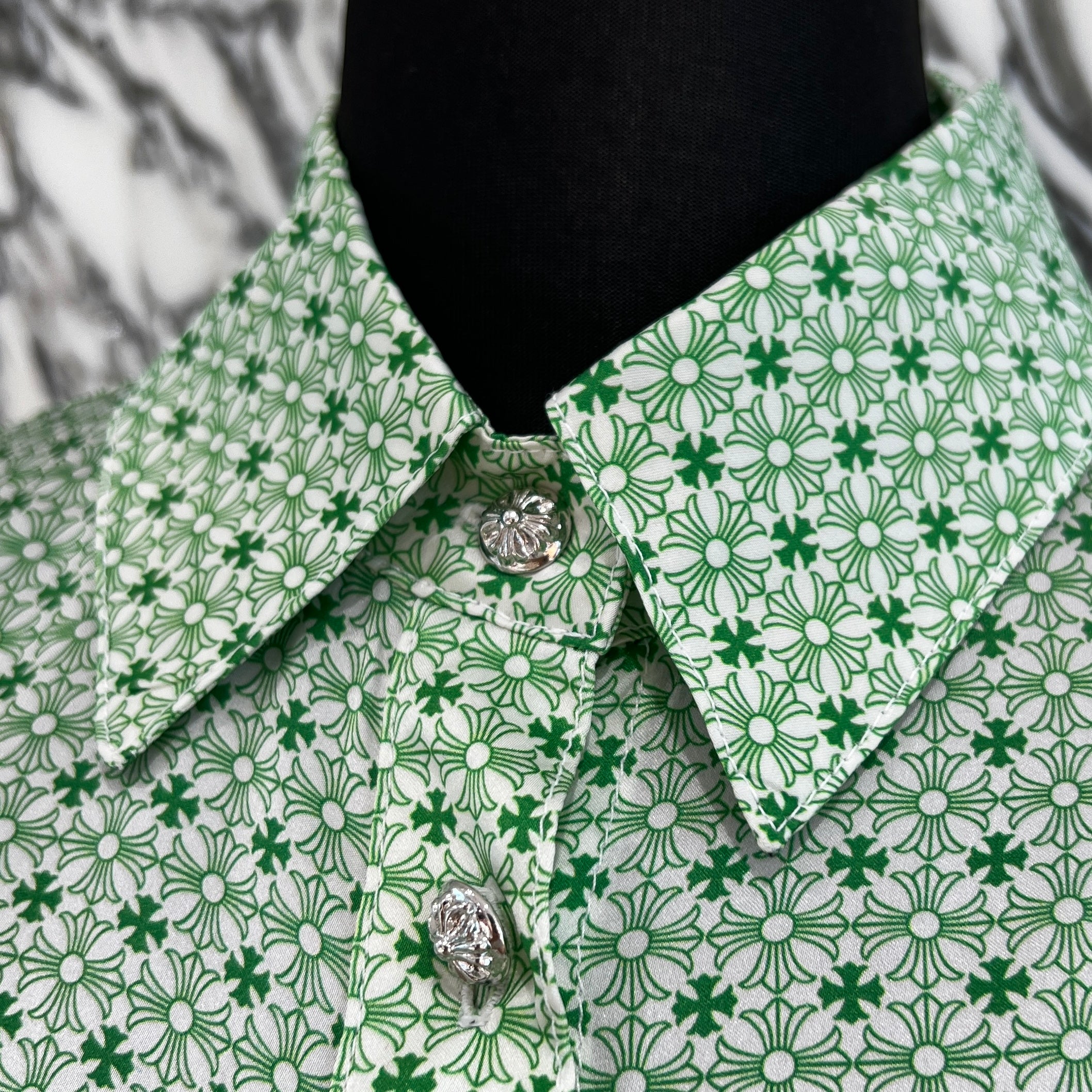 CHROME HEARTS YNOT Mahal Kita CH Plus Pattern Silk Shirt Size S