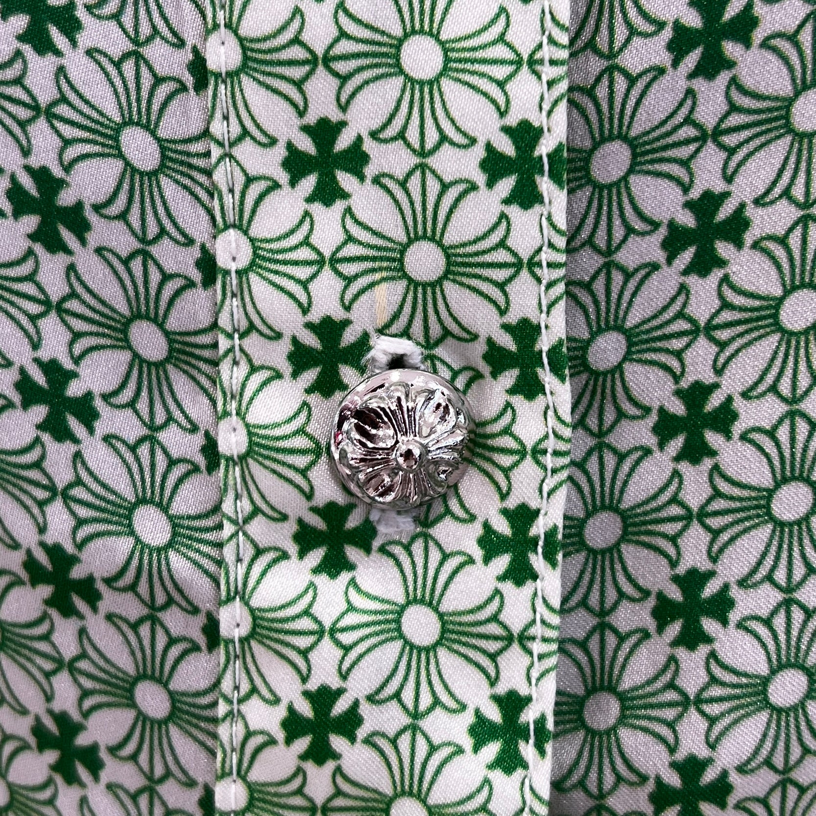 CHROME HEARTS YNOT Mahal Kita CH Plus Pattern Silk Shirt Size S クロムハーツ ワイノット マハルキタ CHプラス柄 シルクシャツ サイズS