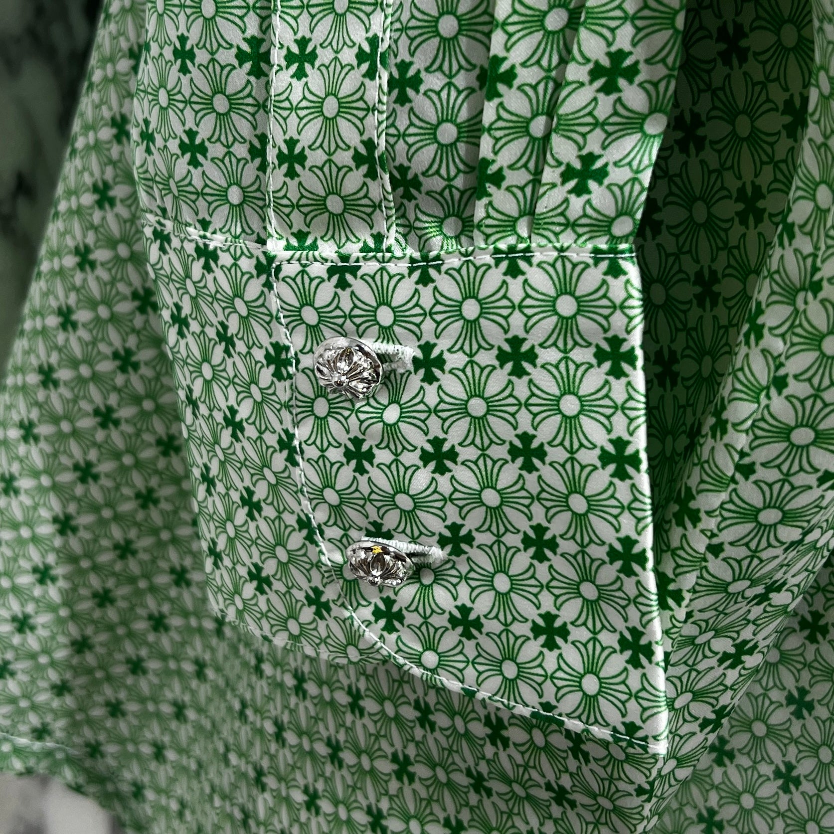 CHROME HEARTS YNOT Mahal Kita CH Plus Pattern Silk Shirt Size S クロムハーツ ワイノット マハルキタ CHプラス柄 シルクシャツ サイズS