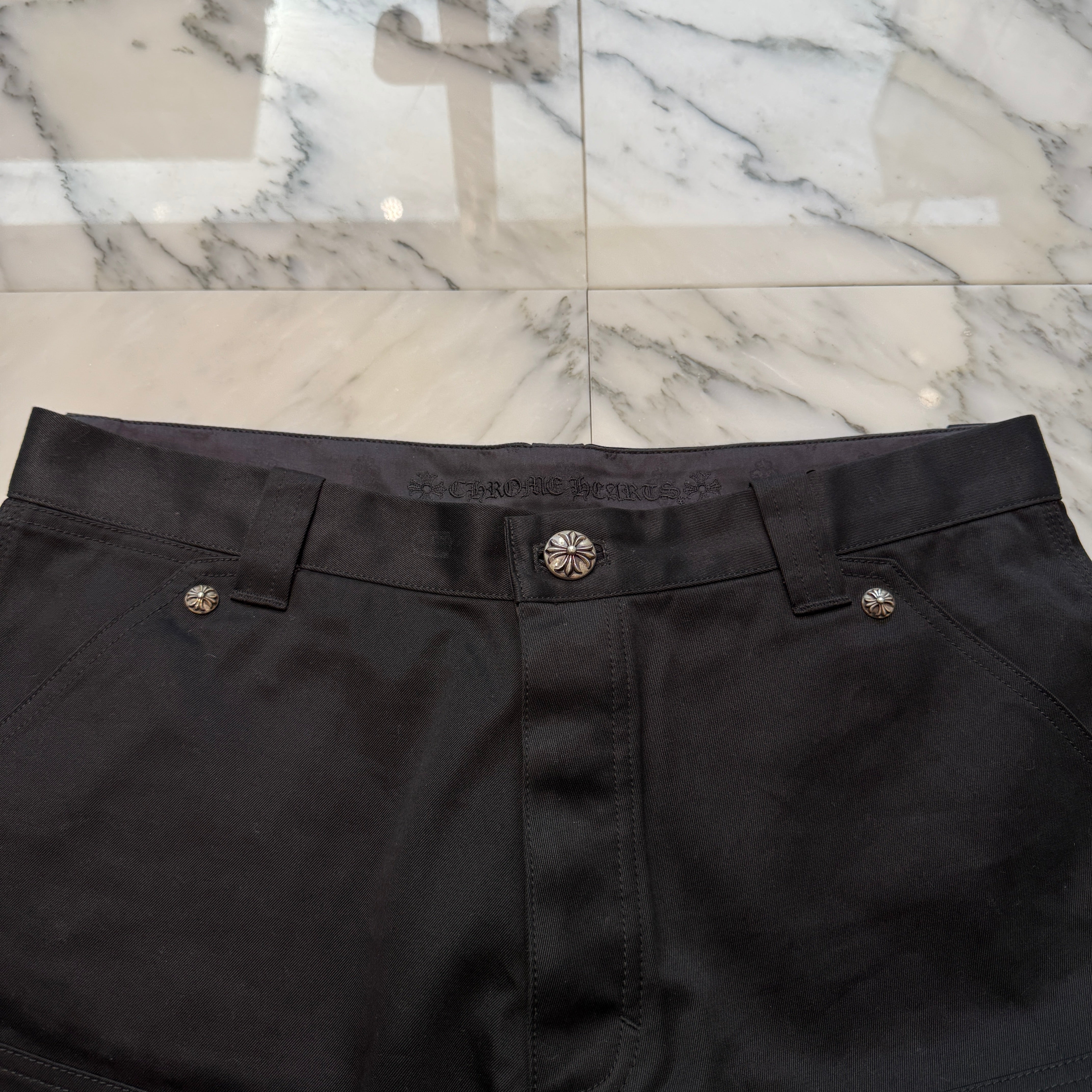 CHROME HEARTS Carpenter Cross Ball Button Denim Shorts Size 36 クロムハーツ カーペンター クロスボールボタン デニムショーツ サイズ36