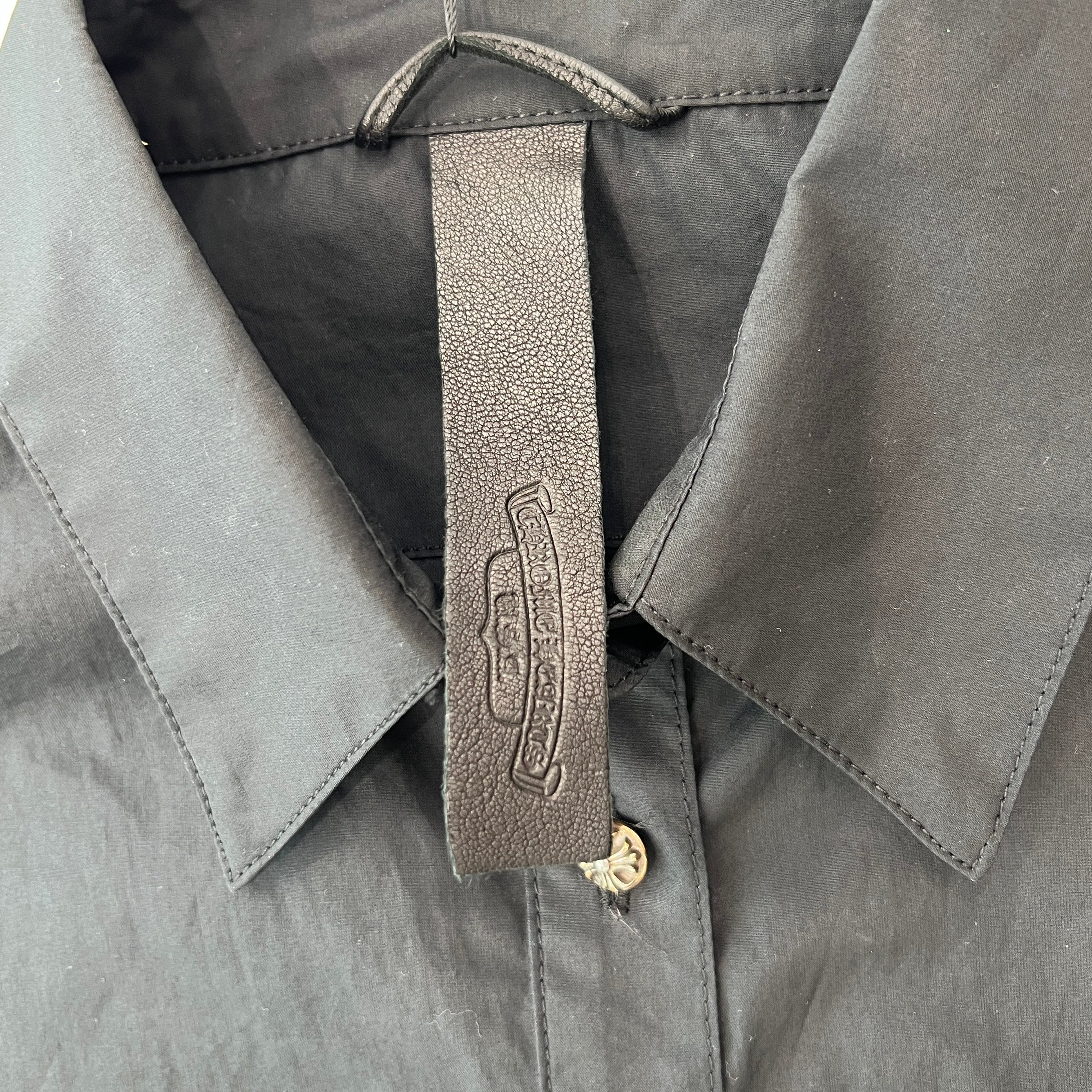 CHROME HEARTS YNOT Mahal Kita Cross Leather Patch Shirt Size S クロムハーツ ワイノット マハルキタ クロスレザーパッチ シャツ サイズS