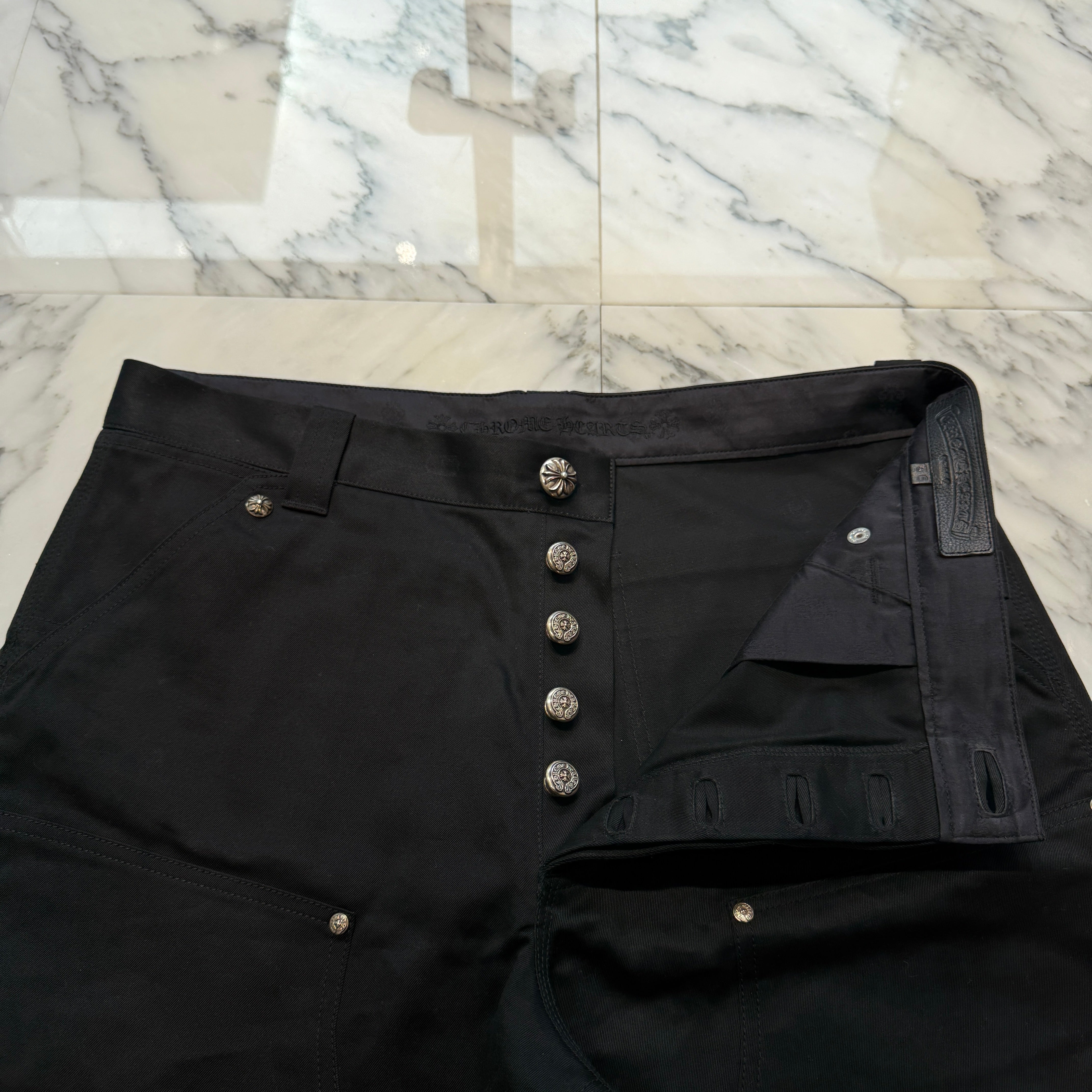 CHROME HEARTS Carpenter Cross Ball Button Denim Shorts Size 36 クロムハーツ カーペンター クロスボールボタン デニムショーツ サイズ36