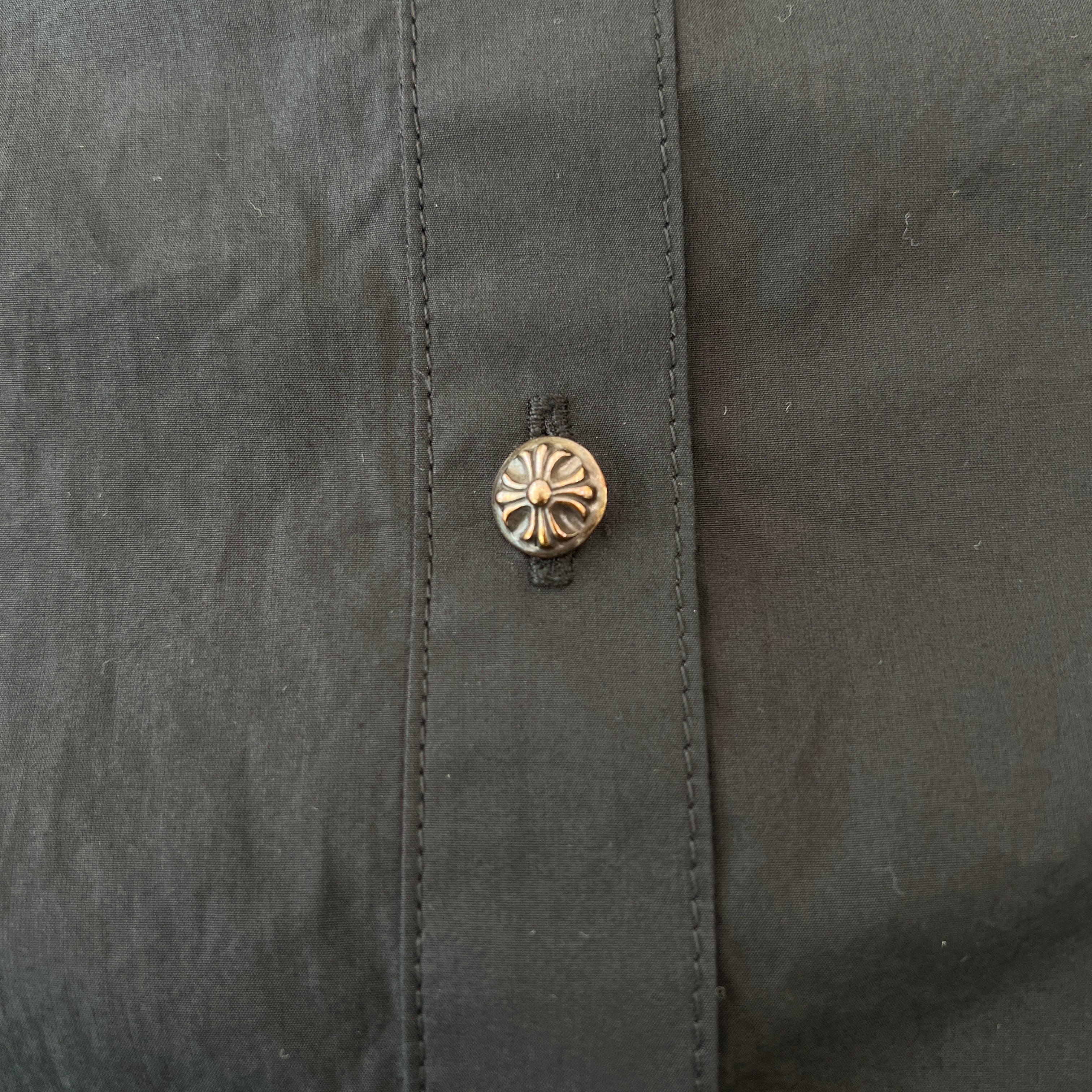 CHROME HEARTS YNOT Mahal Kita Cross Leather Patch Shirt Size S クロムハーツ ワイノット マハルキタ クロスレザーパッチ シャツ サイズS