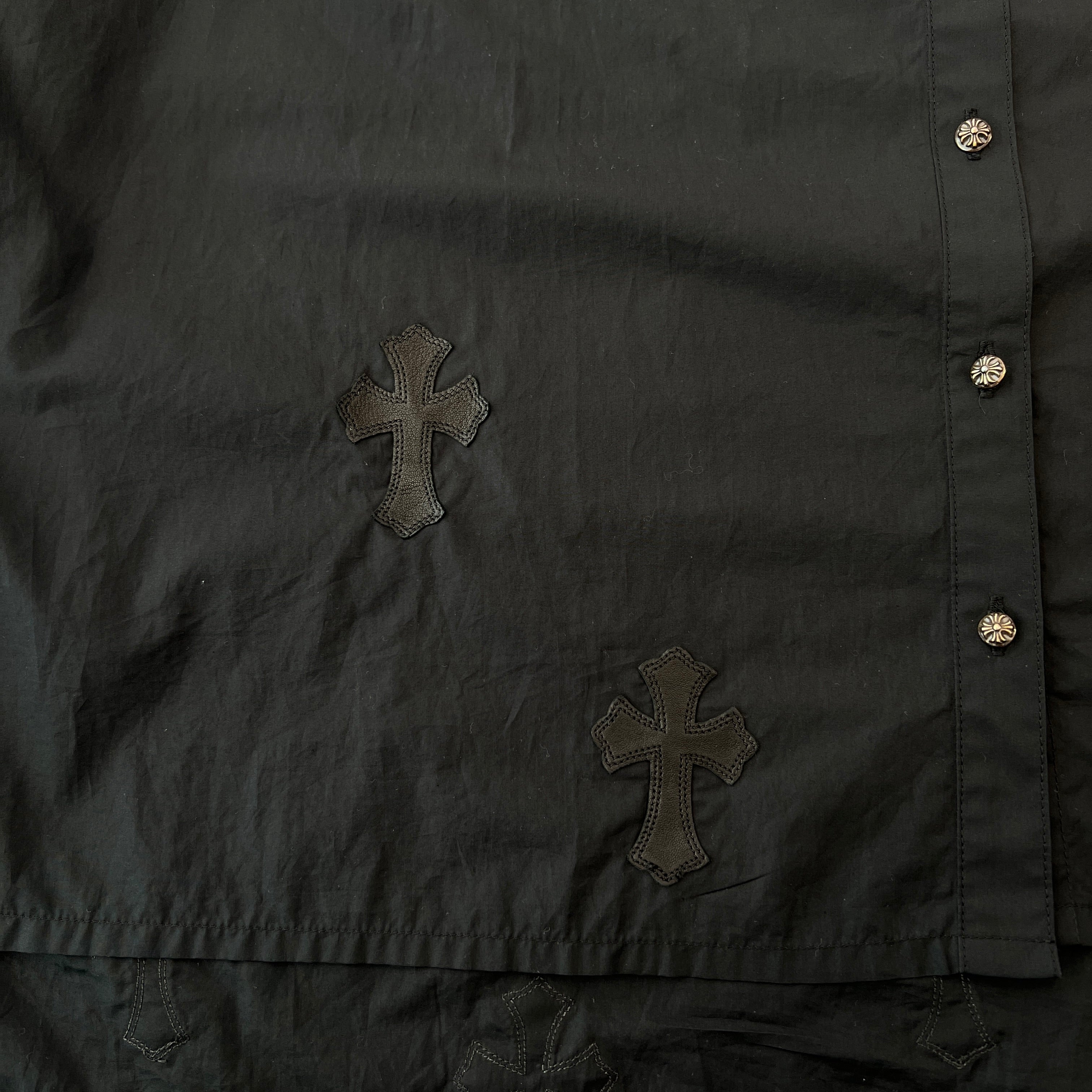 CHROME HEARTS YNOT Mahal Kita Cross Leather Patch Shirt Size S クロムハーツ ワイノット マハルキタ クロスレザーパッチ シャツ サイズS