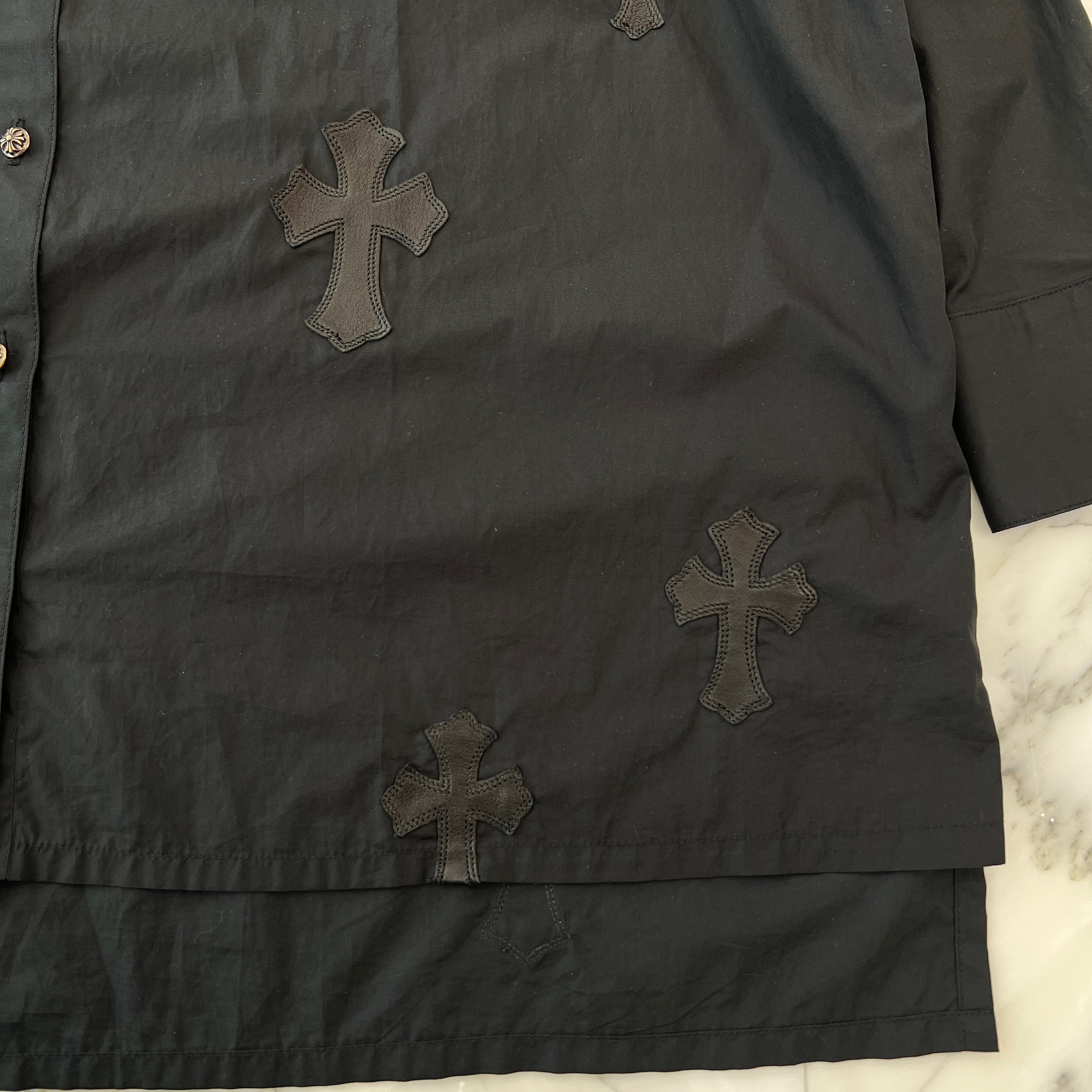 CHROME HEARTS YNOT Mahal Kita Cross Leather Patch Shirt Size S クロムハーツ ワイノット マハルキタ クロスレザーパッチ シャツ サイズS