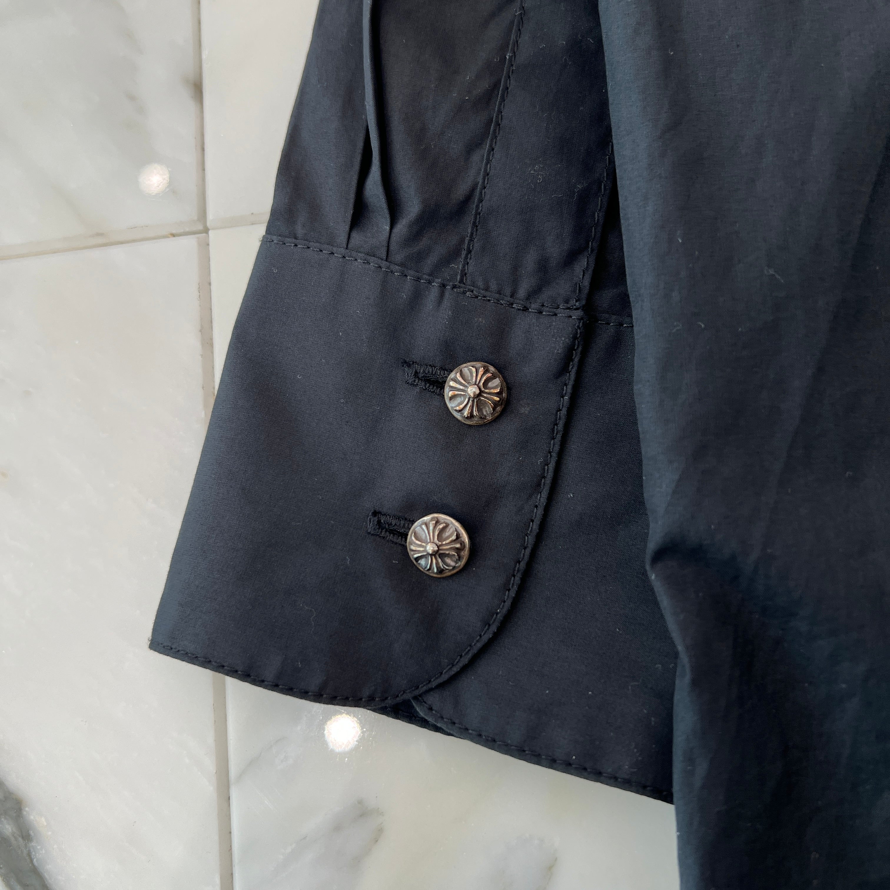 CHROME HEARTS YNOT Mahal Kita Cross Leather Patch Shirt Size S クロムハーツ ワイノット マハルキタ クロスレザーパッチ シャツ サイズS