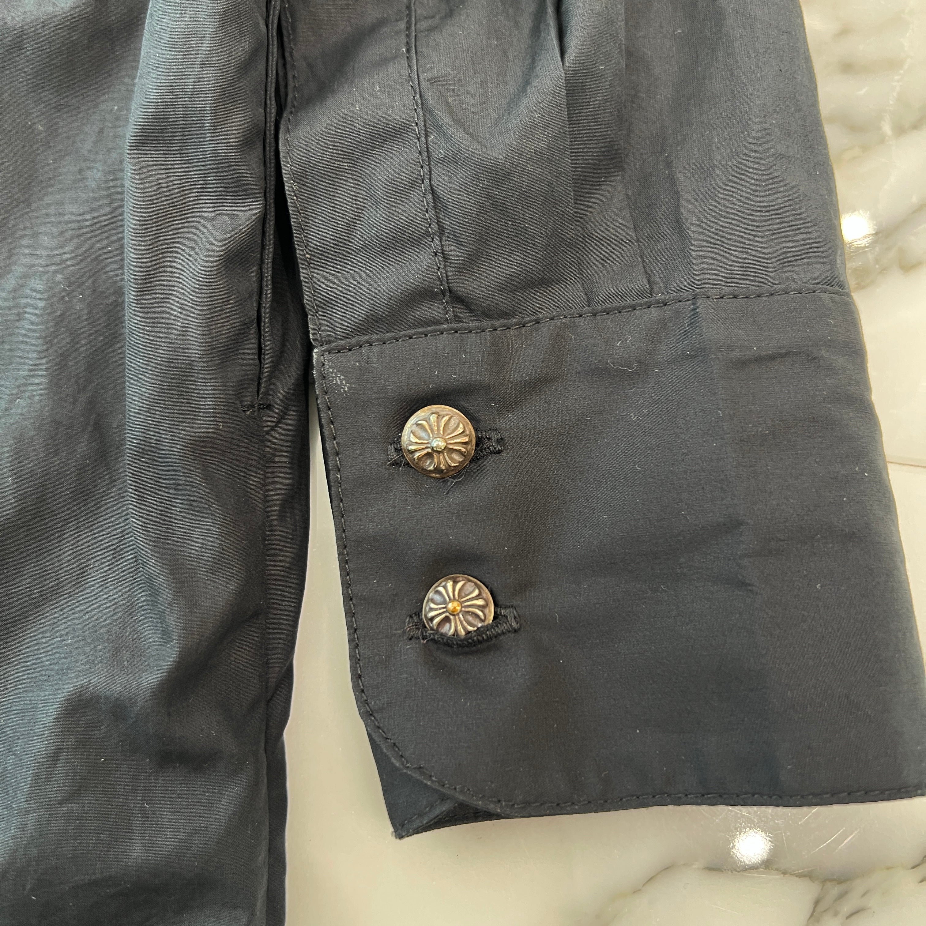 CHROME HEARTS YNOT Mahal Kita Cross Leather Patch Shirt Size S クロムハーツ ワイノット マハルキタ クロスレザーパッチ シャツ サイズS