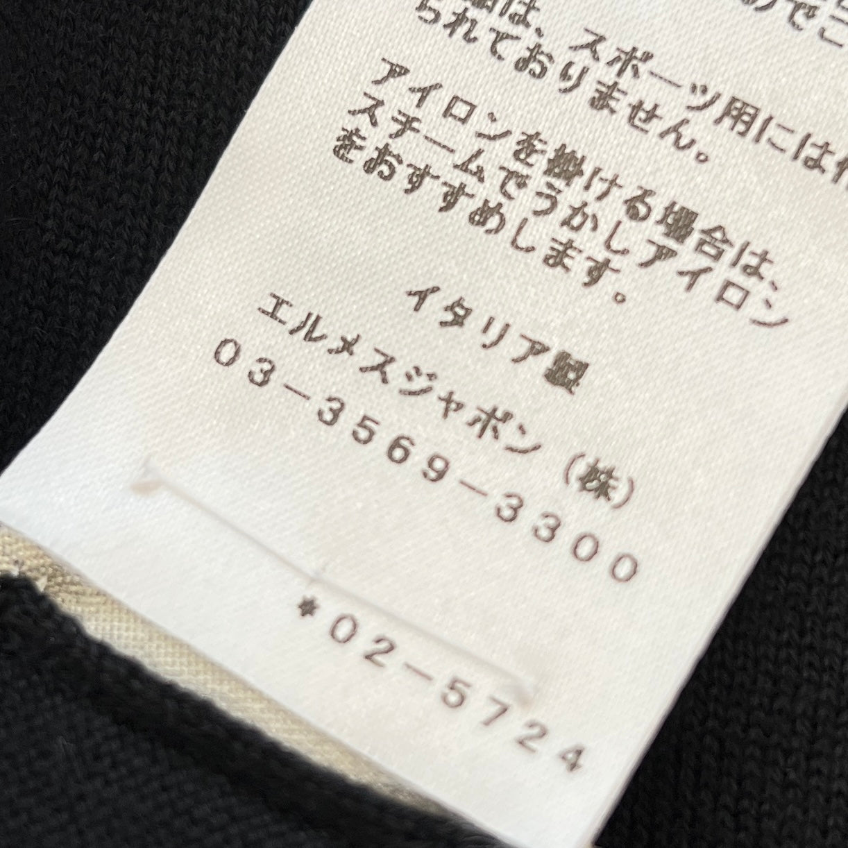 HERMES Silk Switching Cotton Knit Long Sleeve Shirt Size L エルメス シルク切替 コットンニット ロングスリーブ Tシャツ サイズL