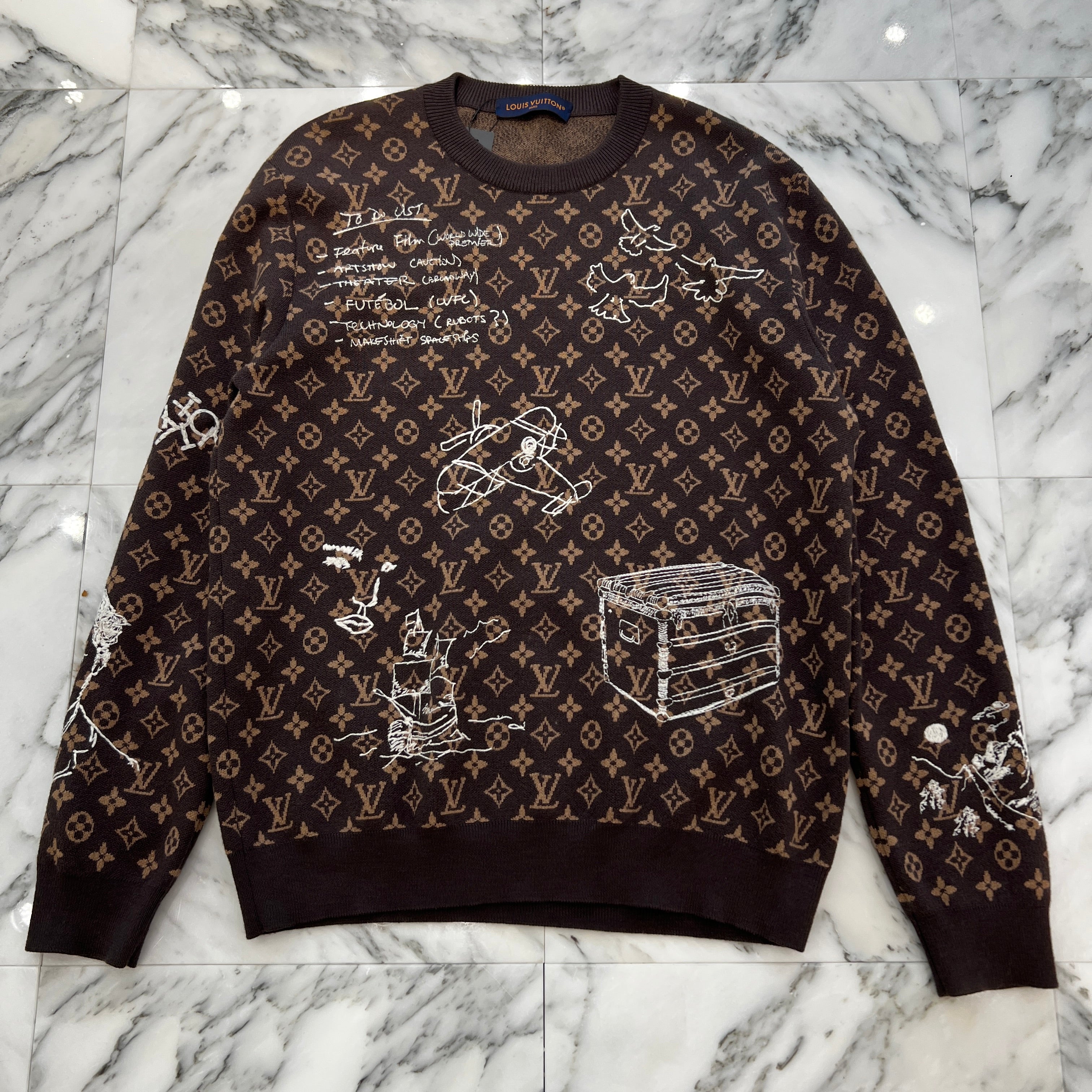 LOUIS VUITTON 2023AW Monogram Crew Neck Knit Sweater Size XL ルイヴィトン モノグラム総柄 クルーネック ニットセーター サイズXL