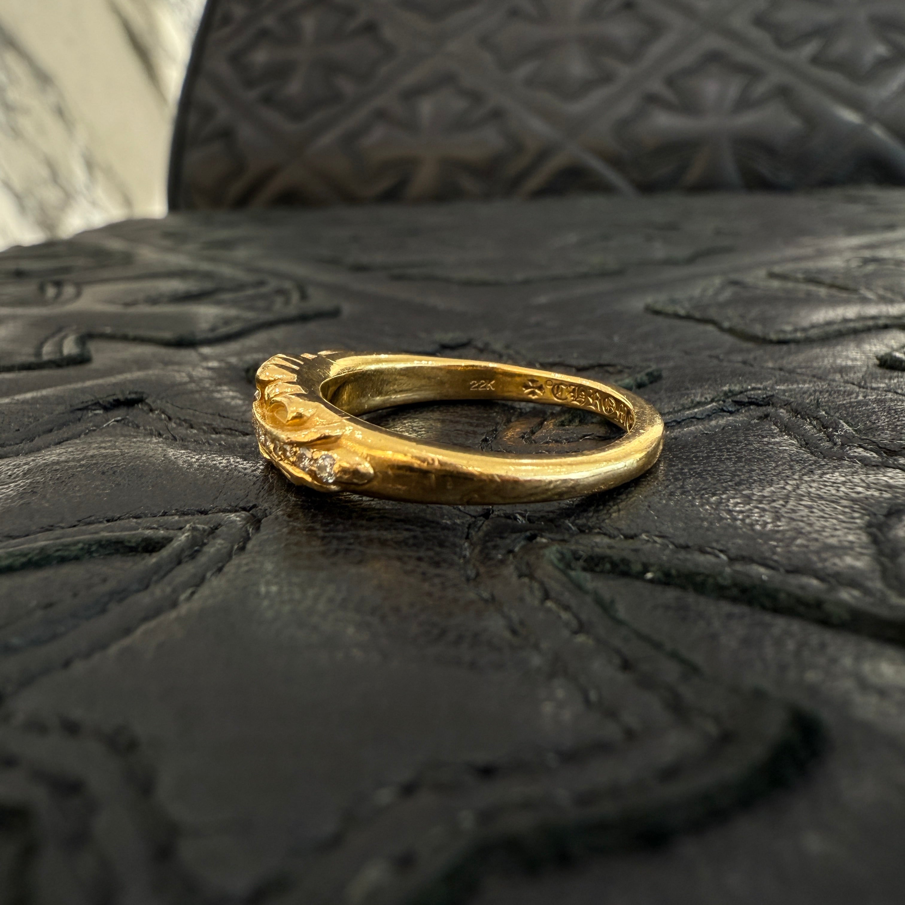 CHROME HEARTS 22K Baby Classic Floral Cross Ring Pave Diamond 17.5号 クロムハーツ 22K ベイビークラシック フローラルクロス リング パヴェダイヤモンド サイズ17.5号