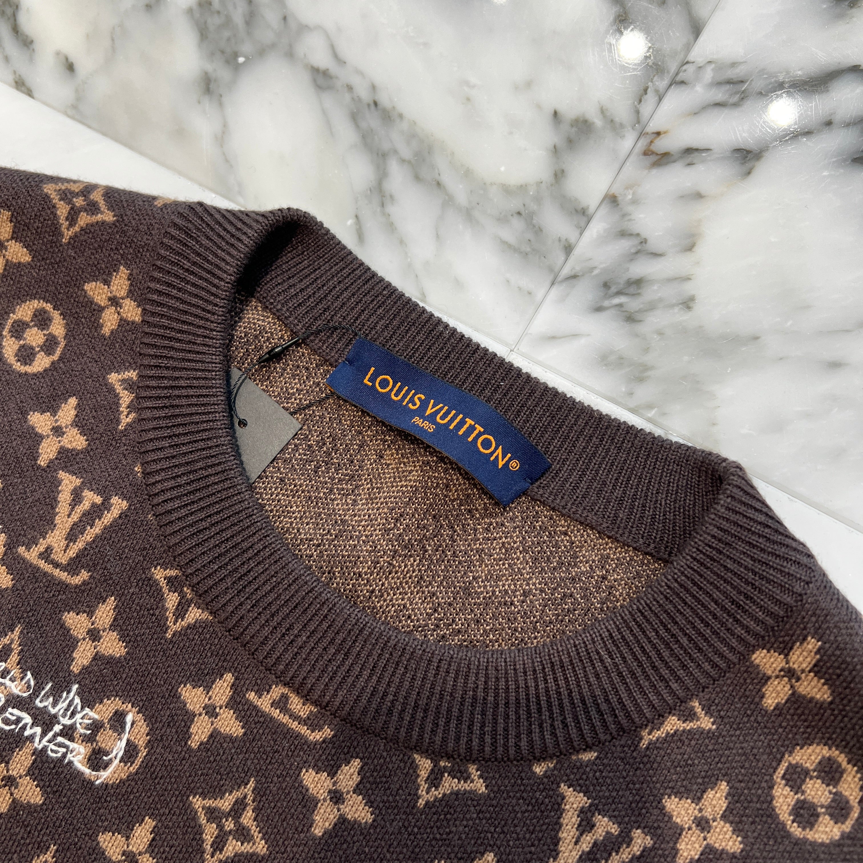 LOUIS VUITTON 2023AW Monogram Crew Neck Knit Sweater Size XL ルイヴィトン モノグラム総柄 クルーネック ニットセーター サイズXL