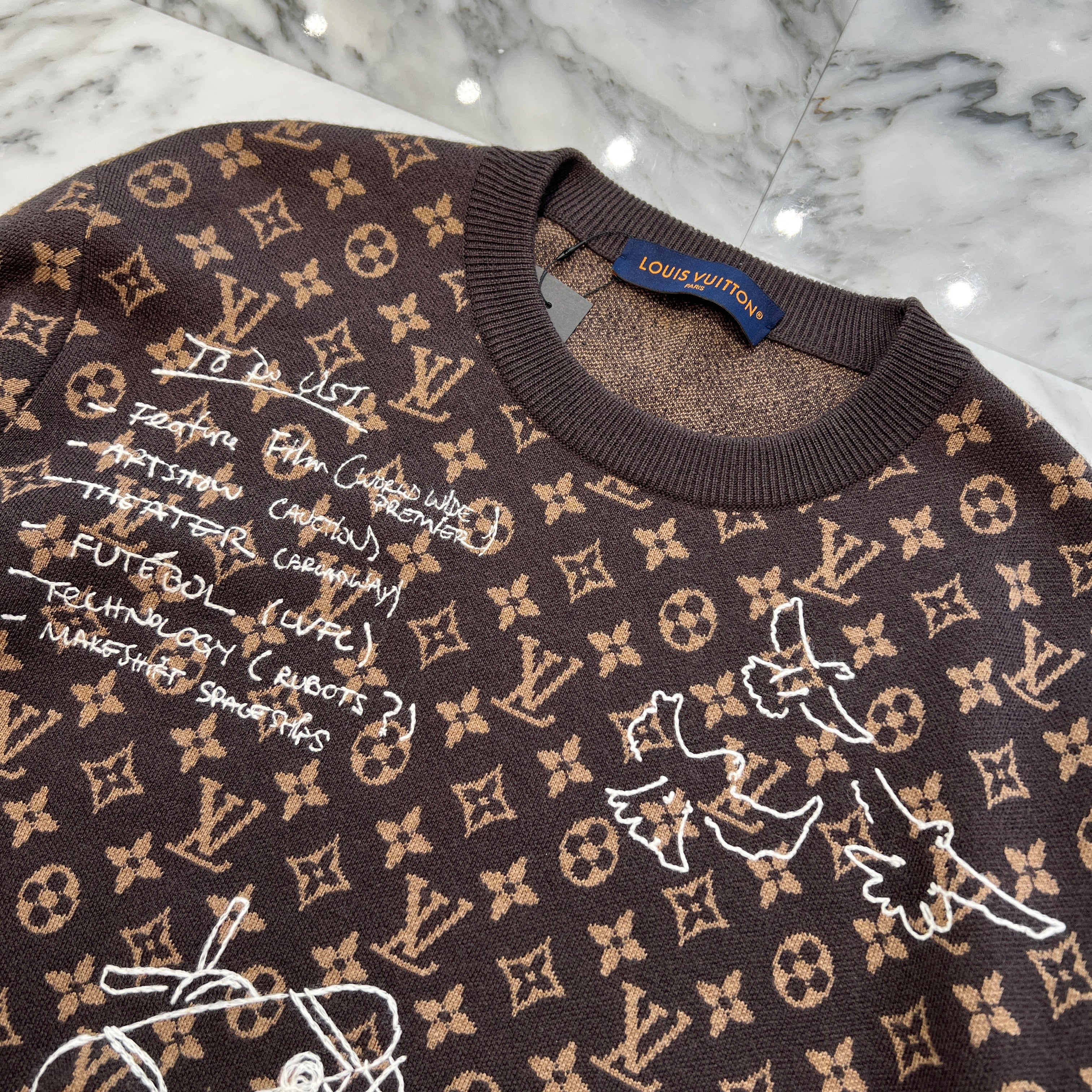 LOUIS VUITTON 2023AW Monogram Crew Neck Knit Sweater Size XL ルイヴィトン モノグラム総柄 クルーネック ニットセーター サイズXL