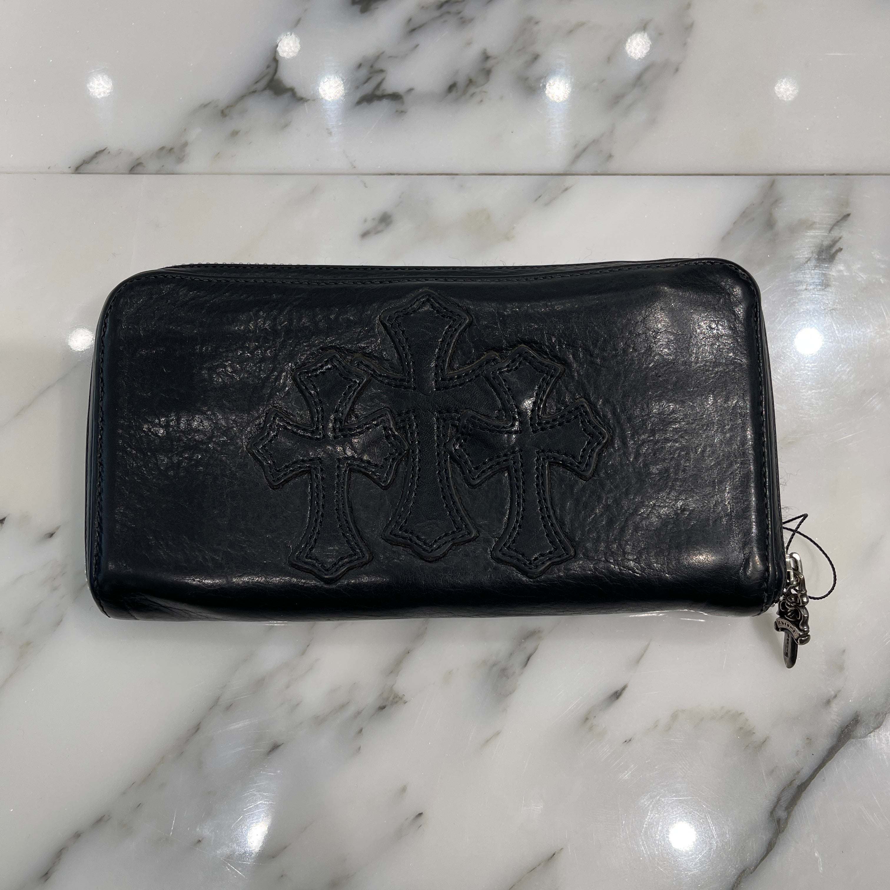 CHROME HEARTS 3 Cemetery Leather Cross Patch F Zip Wallet クロムハ―ツ 3 セメタリー レザークロスパッチ Fジップ ウォレット