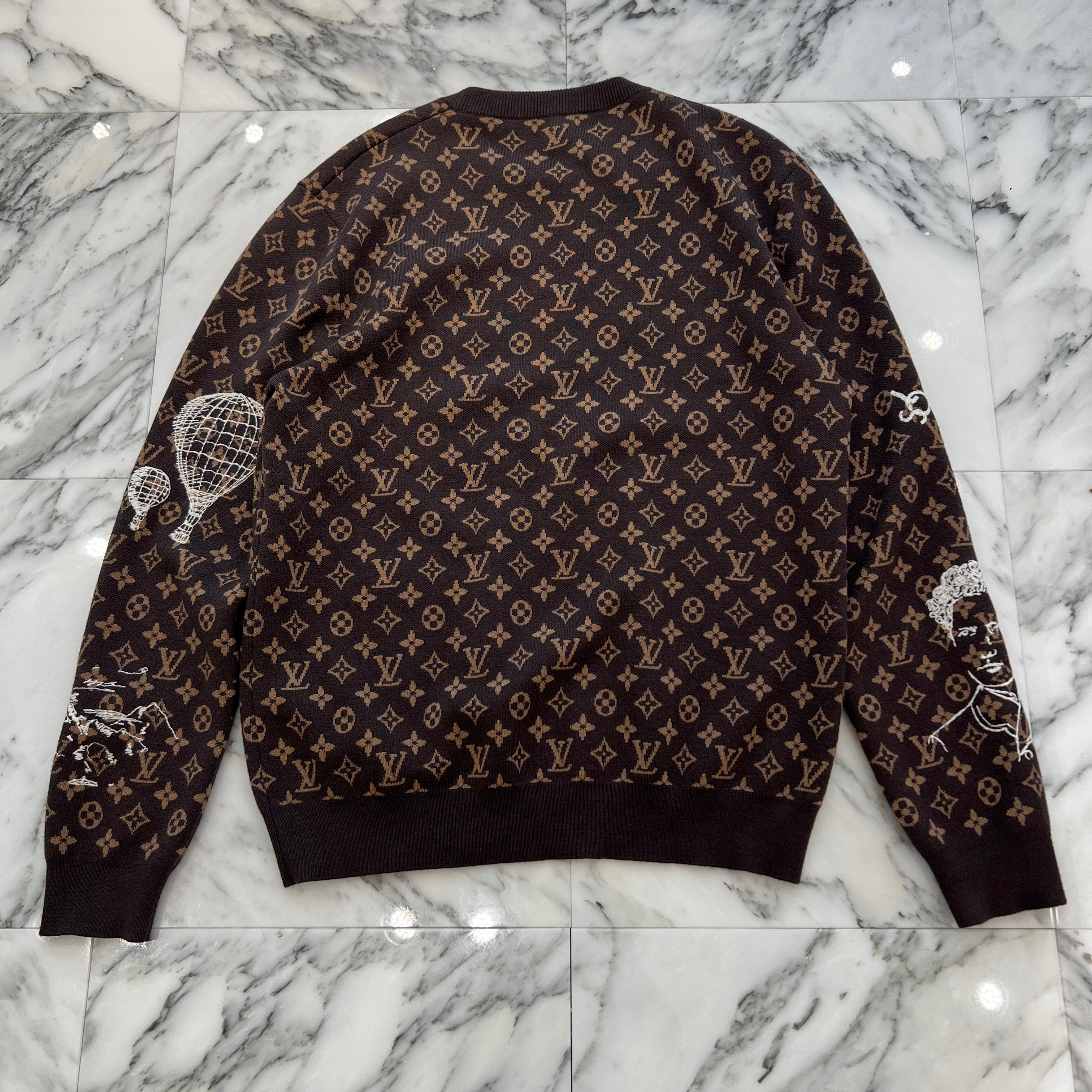 LOUIS VUITTON 2023AW Monogram Crew Neck Knit Sweater Size XL ルイヴィトン モノグラム総柄 クルーネック ニットセーター サイズXL