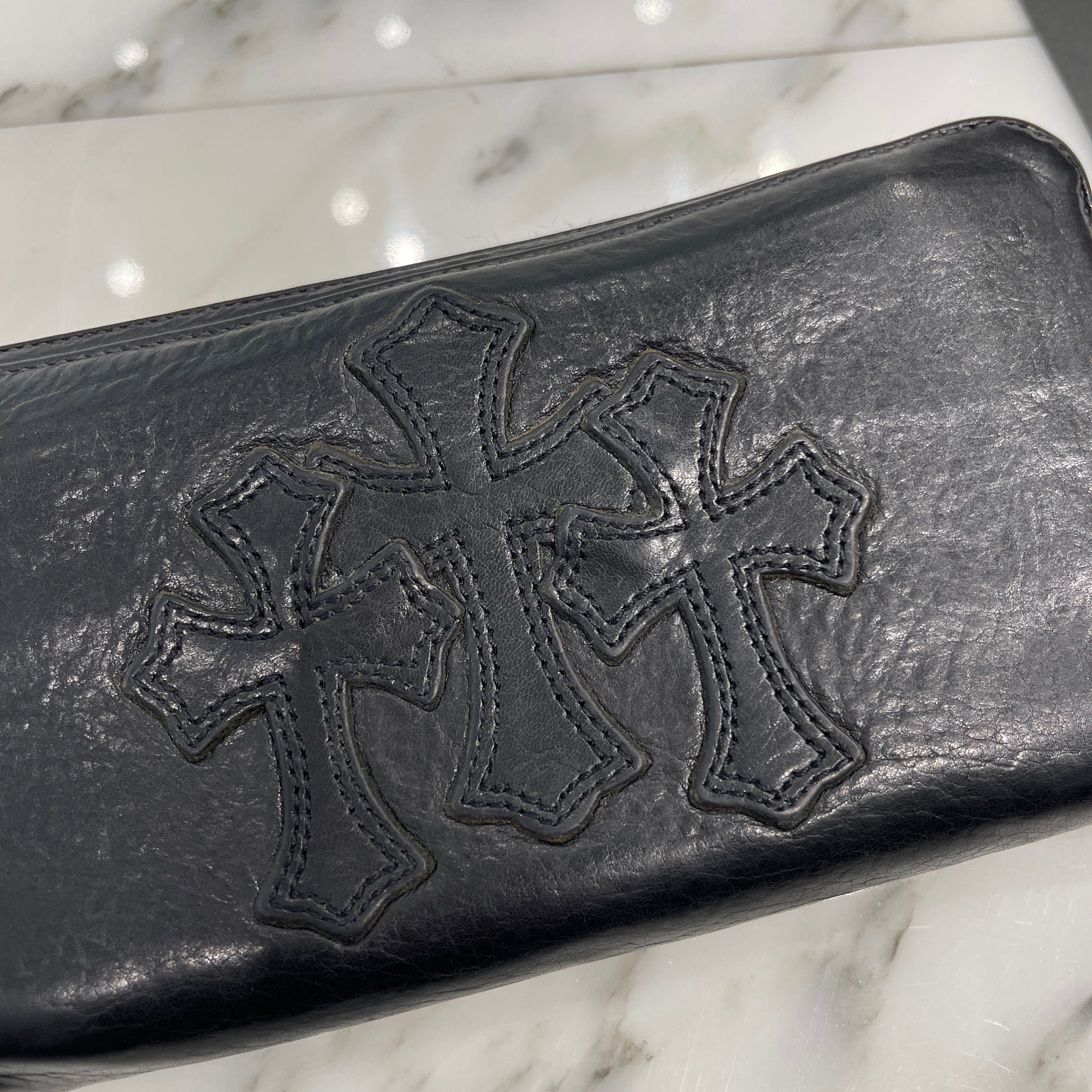 CHROME HEARTS 3 Cemetery Leather Cross Patch F Zip Wallet クロムハ―ツ 3 セメタリー レザークロスパッチ Fジップ ウォレット