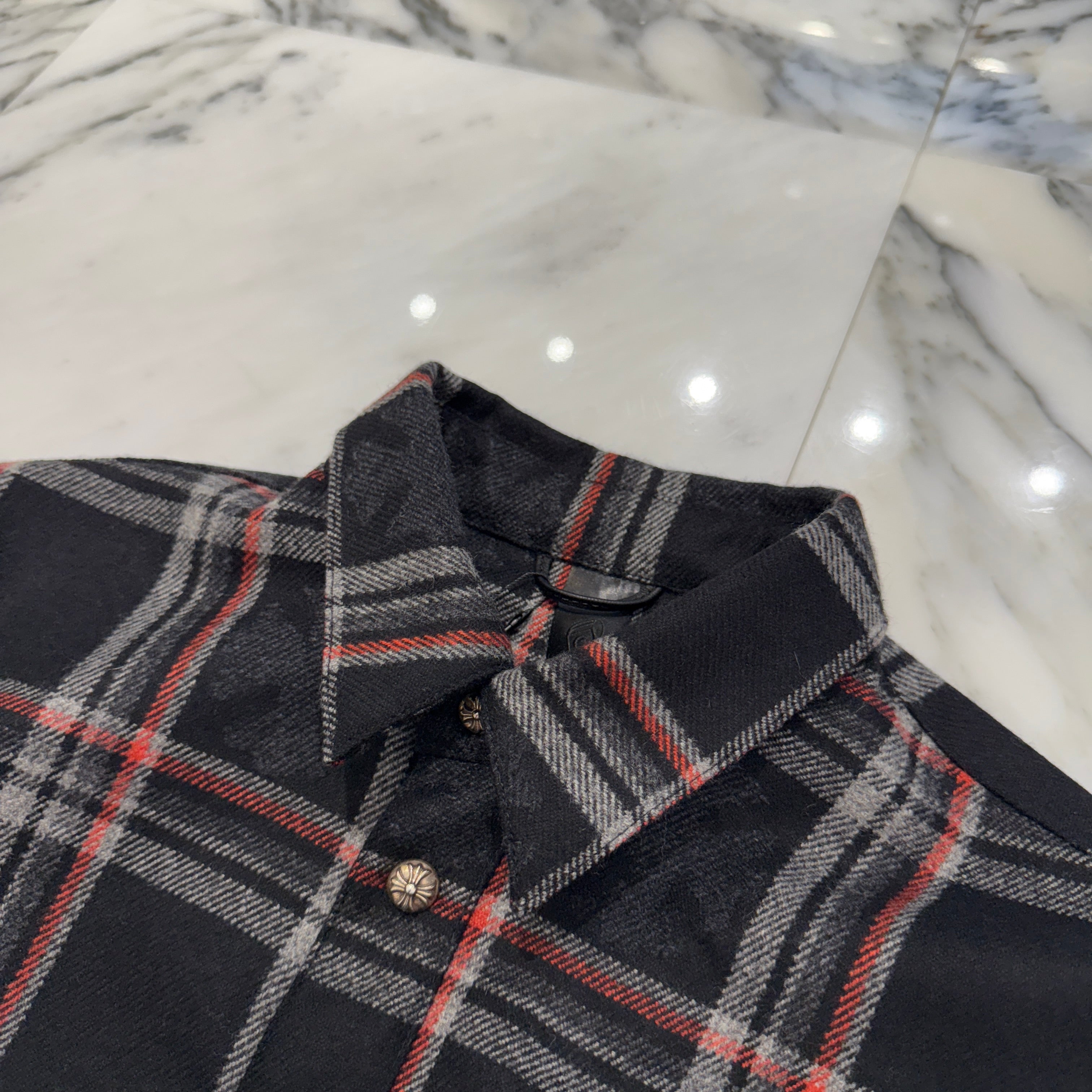 CHROME HEARTS 2025SS Y NOT Cross Ball Button Cashmere Check Shirt Size S クロムハーツ ワイノット クロスボールボタン カシミヤ チェックシャツ サイズS