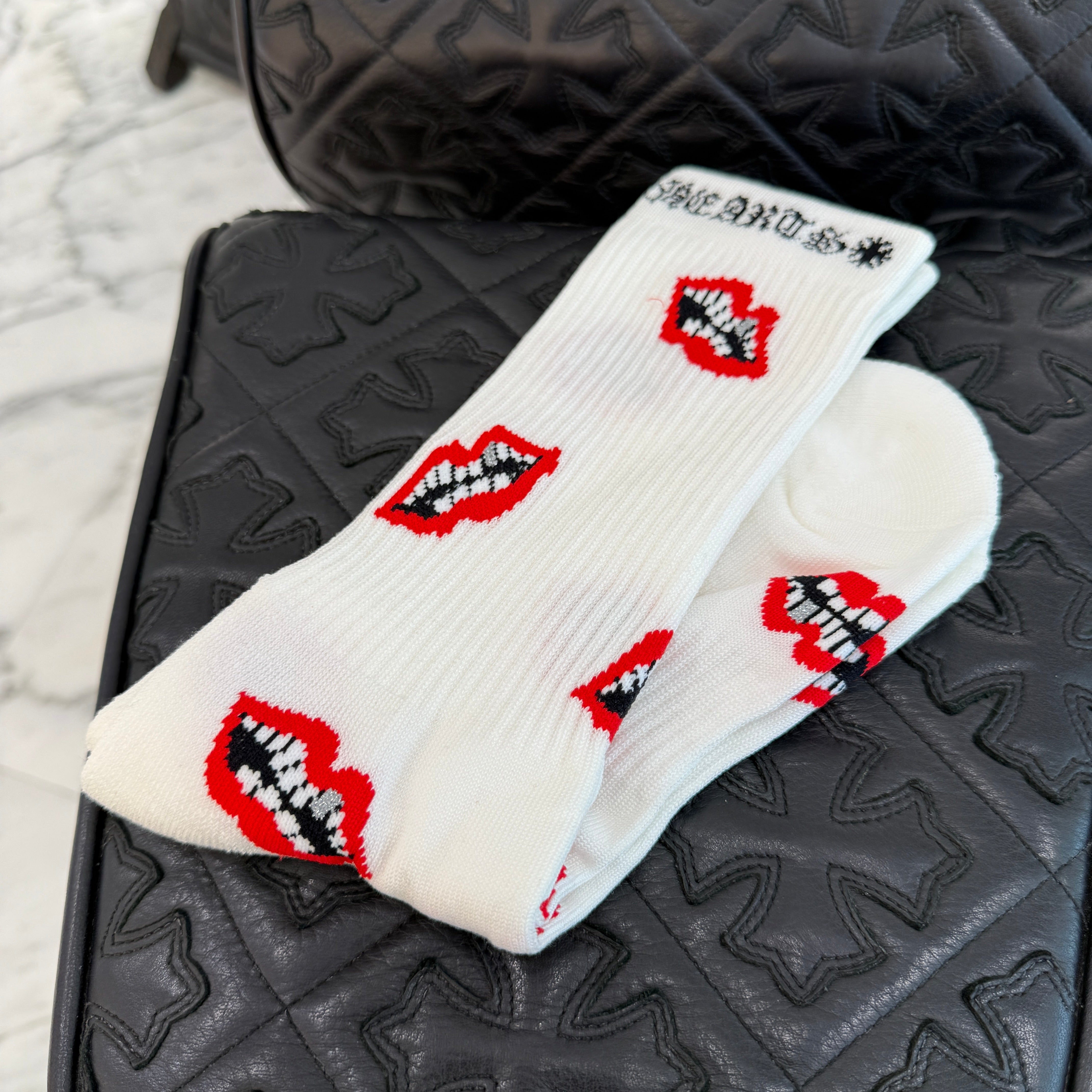 新品　クロムハーツ　マッティーボーイ　靴下　M ホワイト 大人気！【CHROME HEARTS】Matty Boy Socks マッティボーイ 靴下