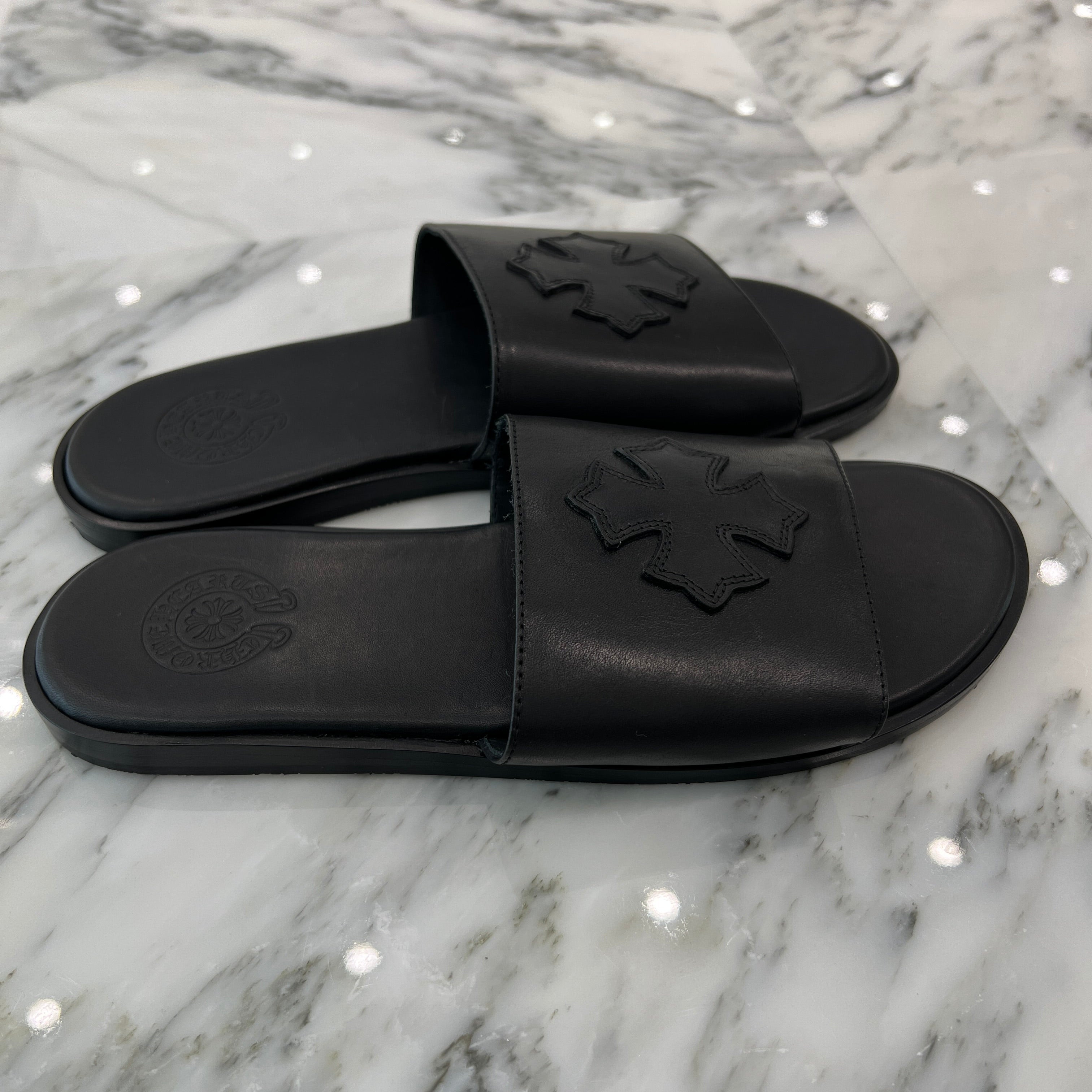 CHROME HEARTS Leather Cross Patch Sandals Size 38 クロムハーツ レザークロスパッチ サンダル サイズ38