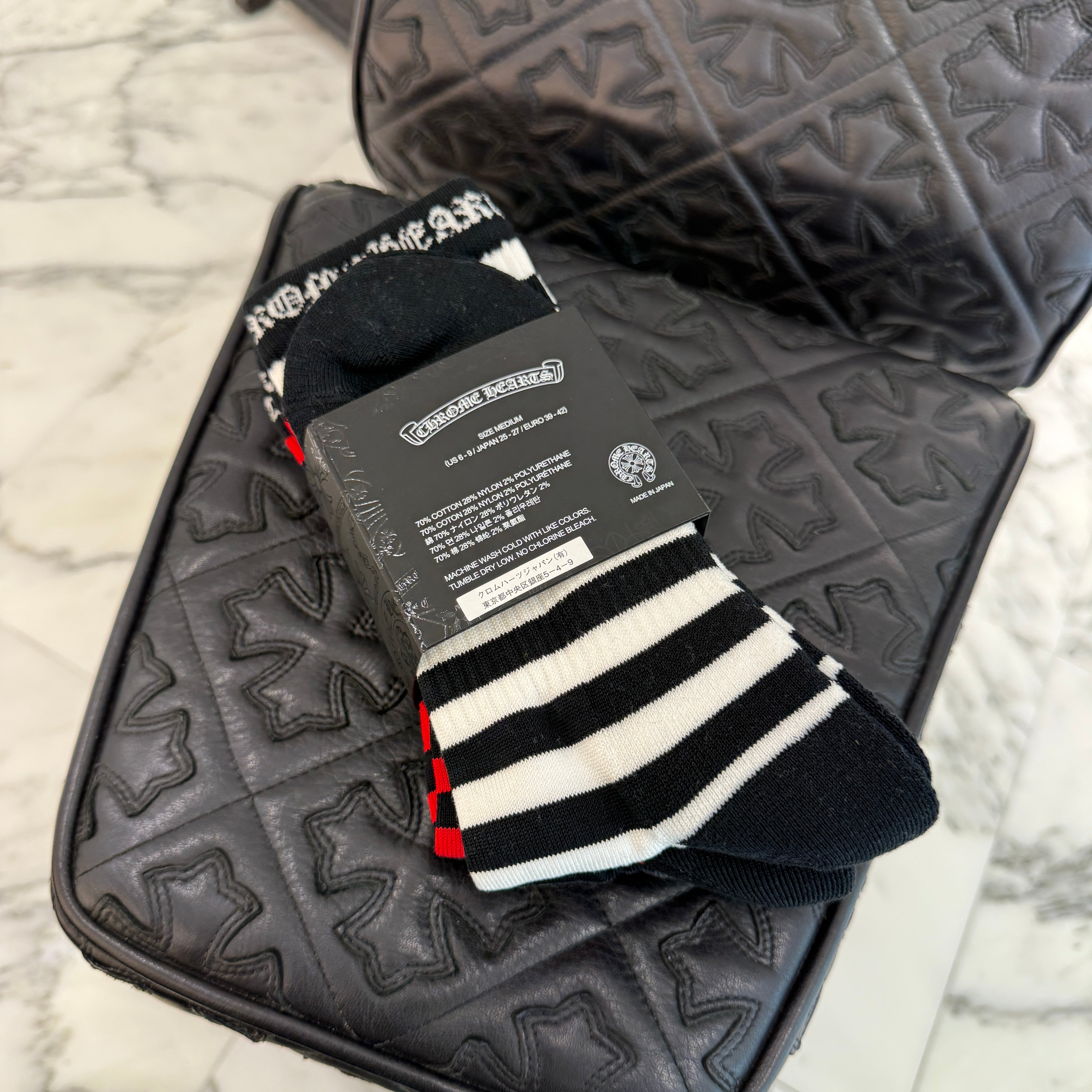 CHROME HEARTS CH Plus Border Socks Size M(25-27) クロムハーツ CHプラス ボーダーソックス サイズM(25-27)