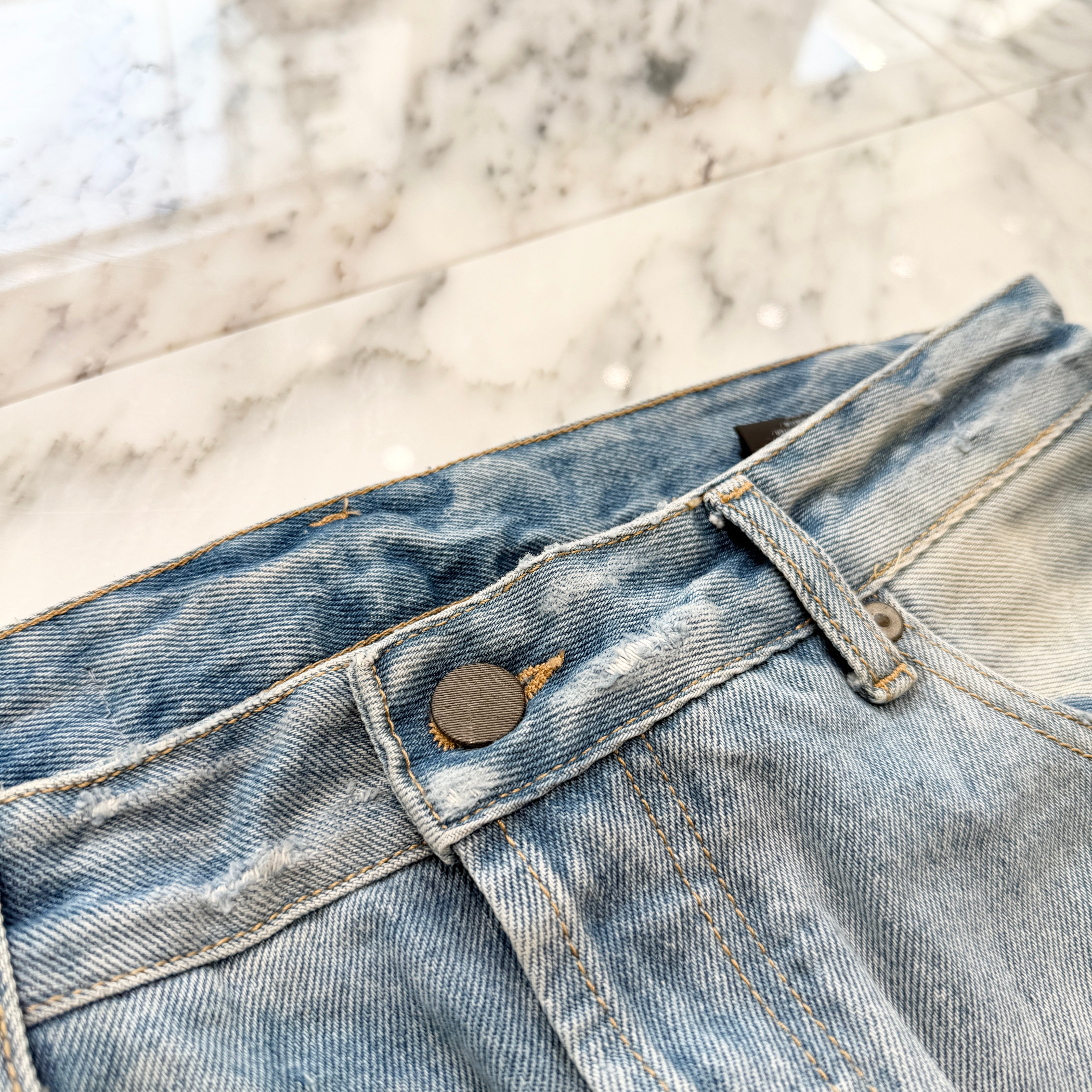 Palm Angels 2023SS Logo Patch Wash Denim Pants PMYA033S23DEN019 Size 32 パームエンジェルス ロゴパッチ ウォッシュ デニムパンツ サイズ32