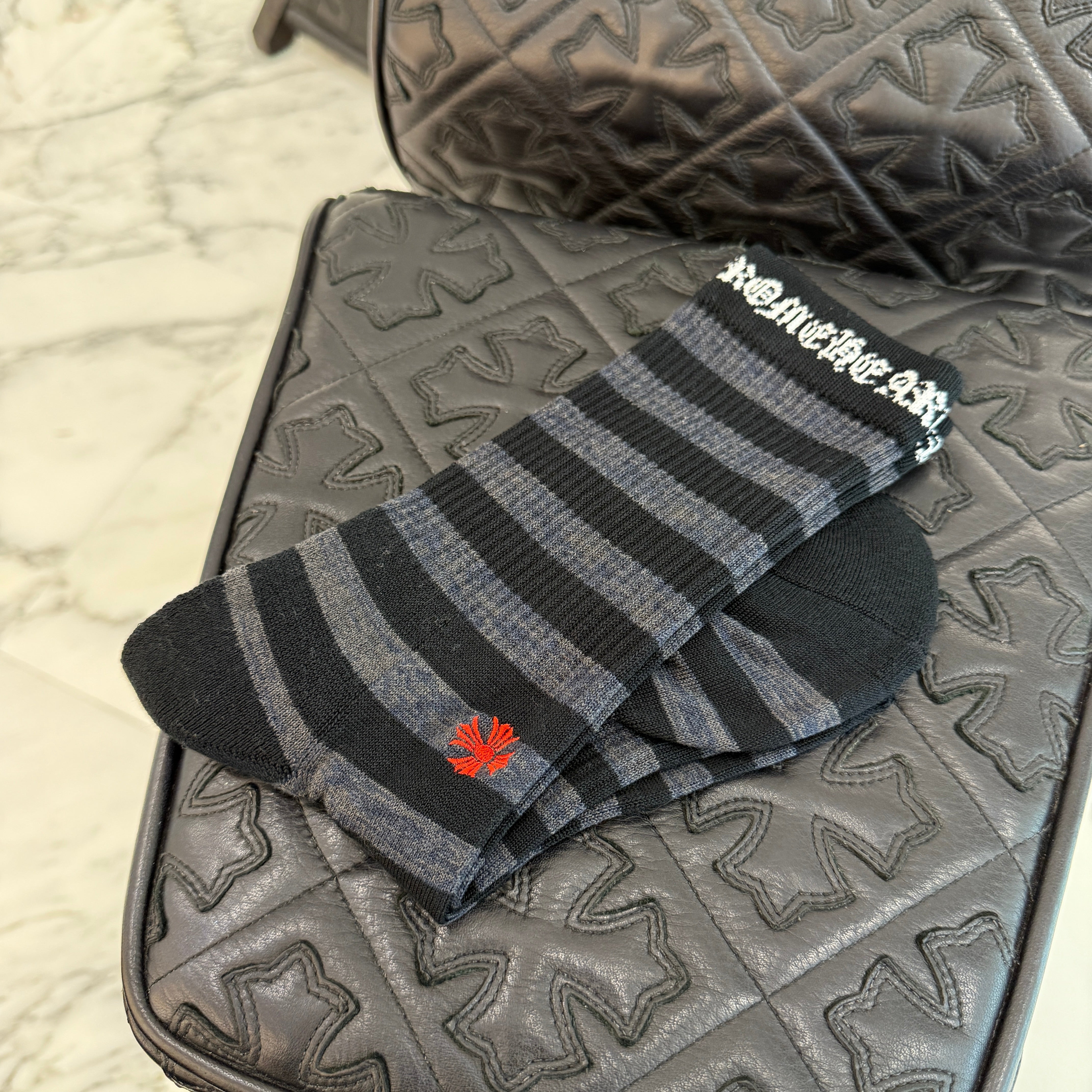 CHROME HEARTS CH Plus Border Socks Size M(25-27) クロムハーツ CHプラス ボーダーソックス サイズM(25-27)