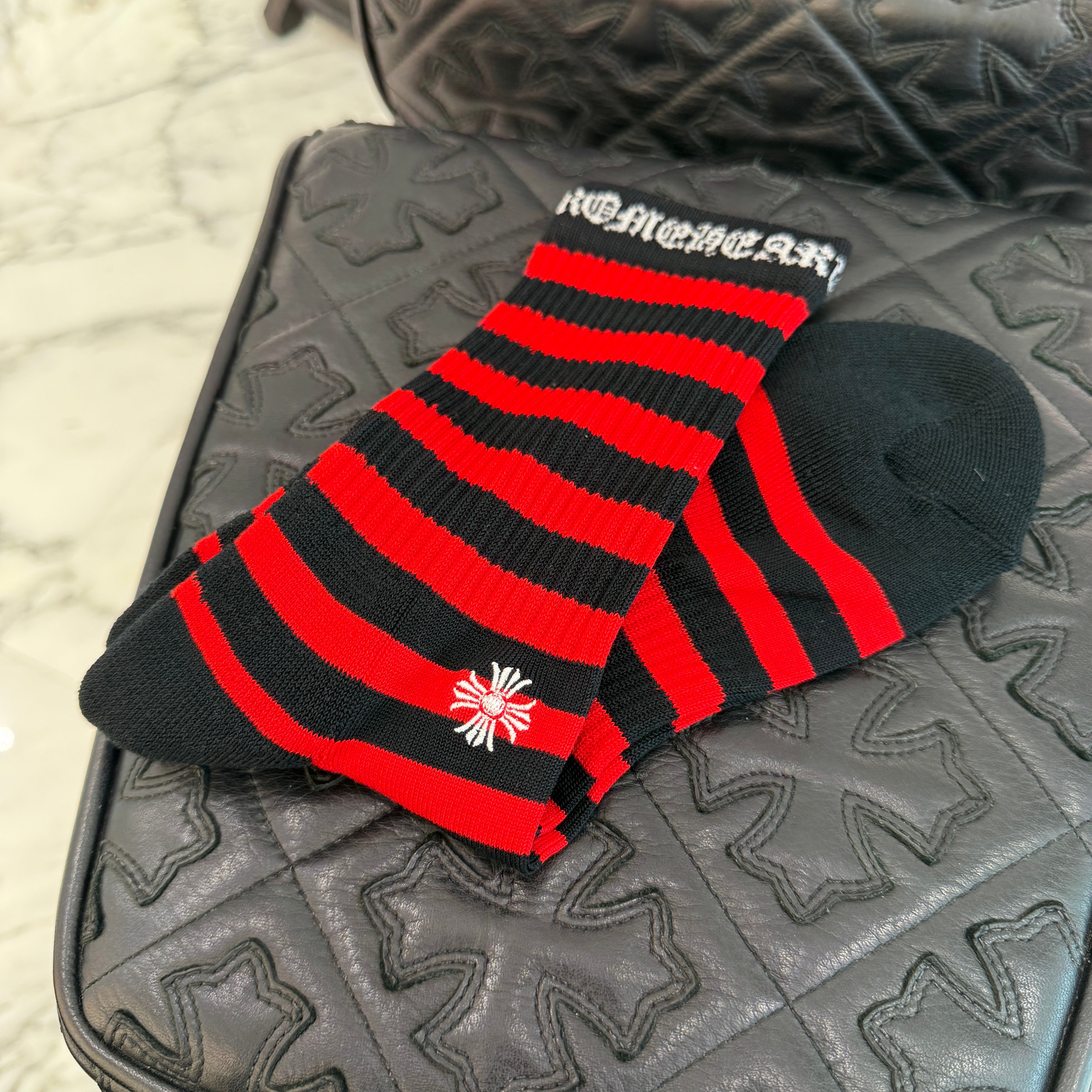 CHROME HEARTS CH Plus Border Socks Size M(25-27) クロムハーツ CHプラス ボーダーソックス サイズM(25-27)