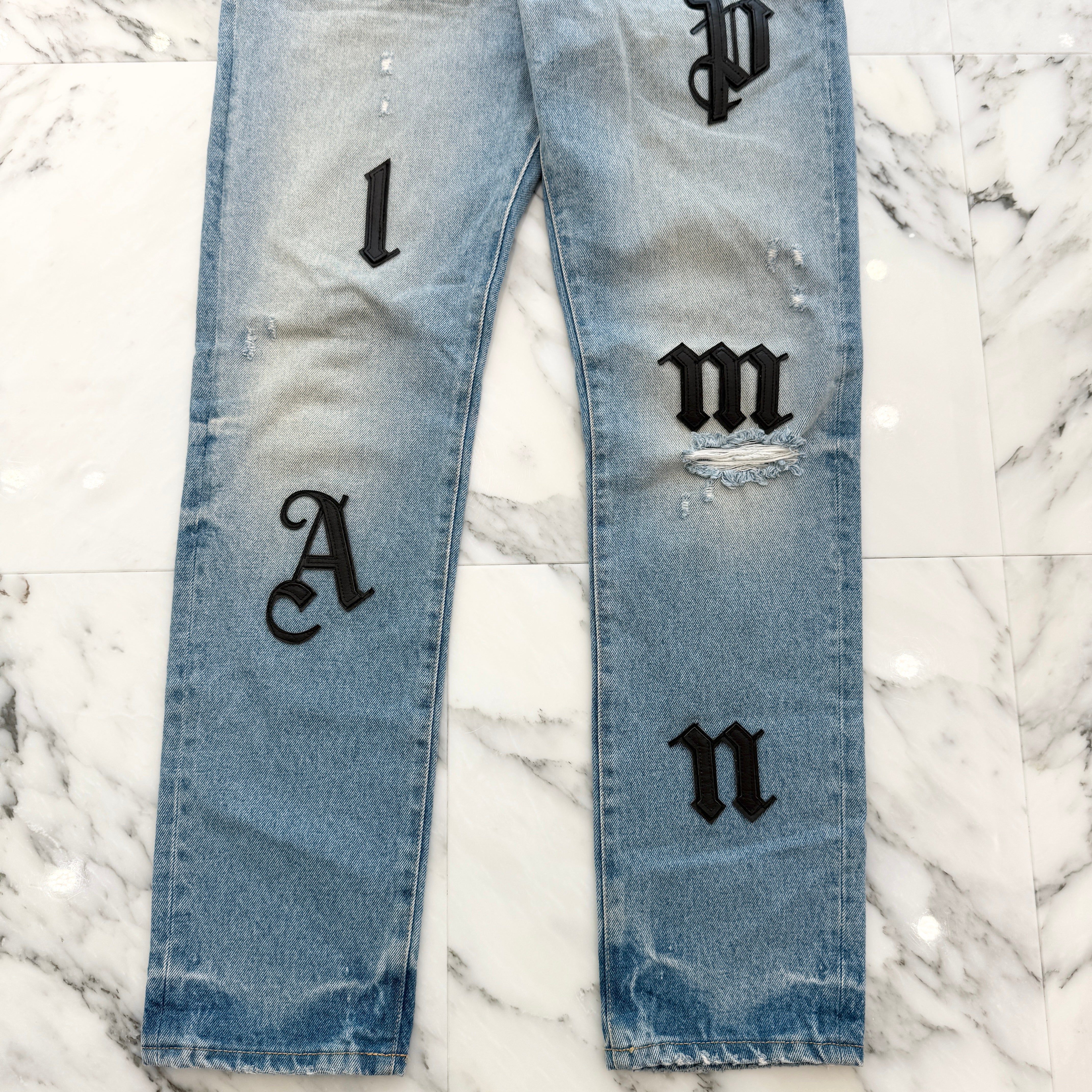 Palm Angels 2023SS Logo Patch Wash Denim Pants PMYA033S23DEN019 Size 32 パームエンジェルス ロゴパッチ ウォッシュ デニムパンツ サイズ32