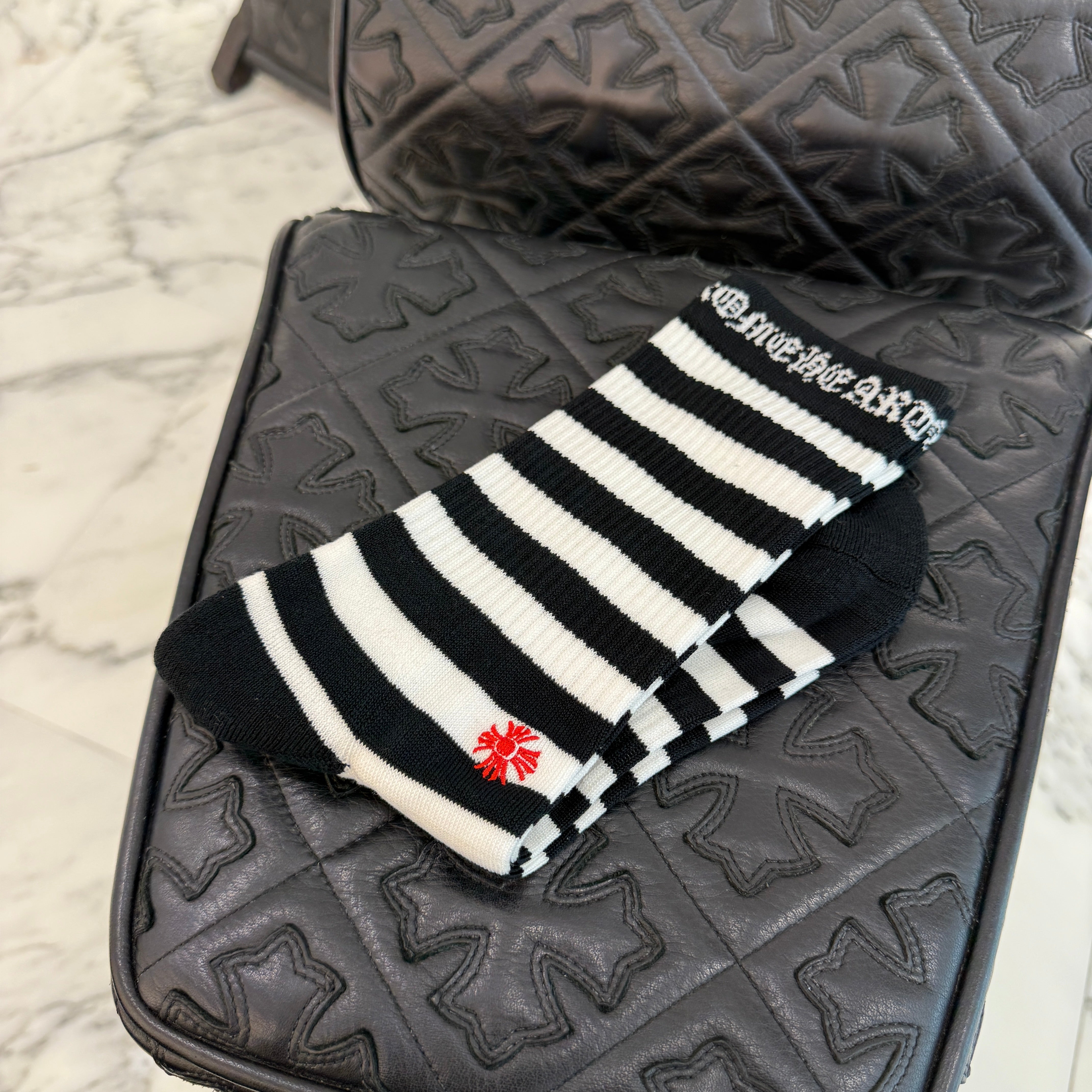 CHROME HEARTS CH Plus Border Socks Size M(25-27) クロムハーツ CHプラス ボーダーソックス サイズM(25-27)