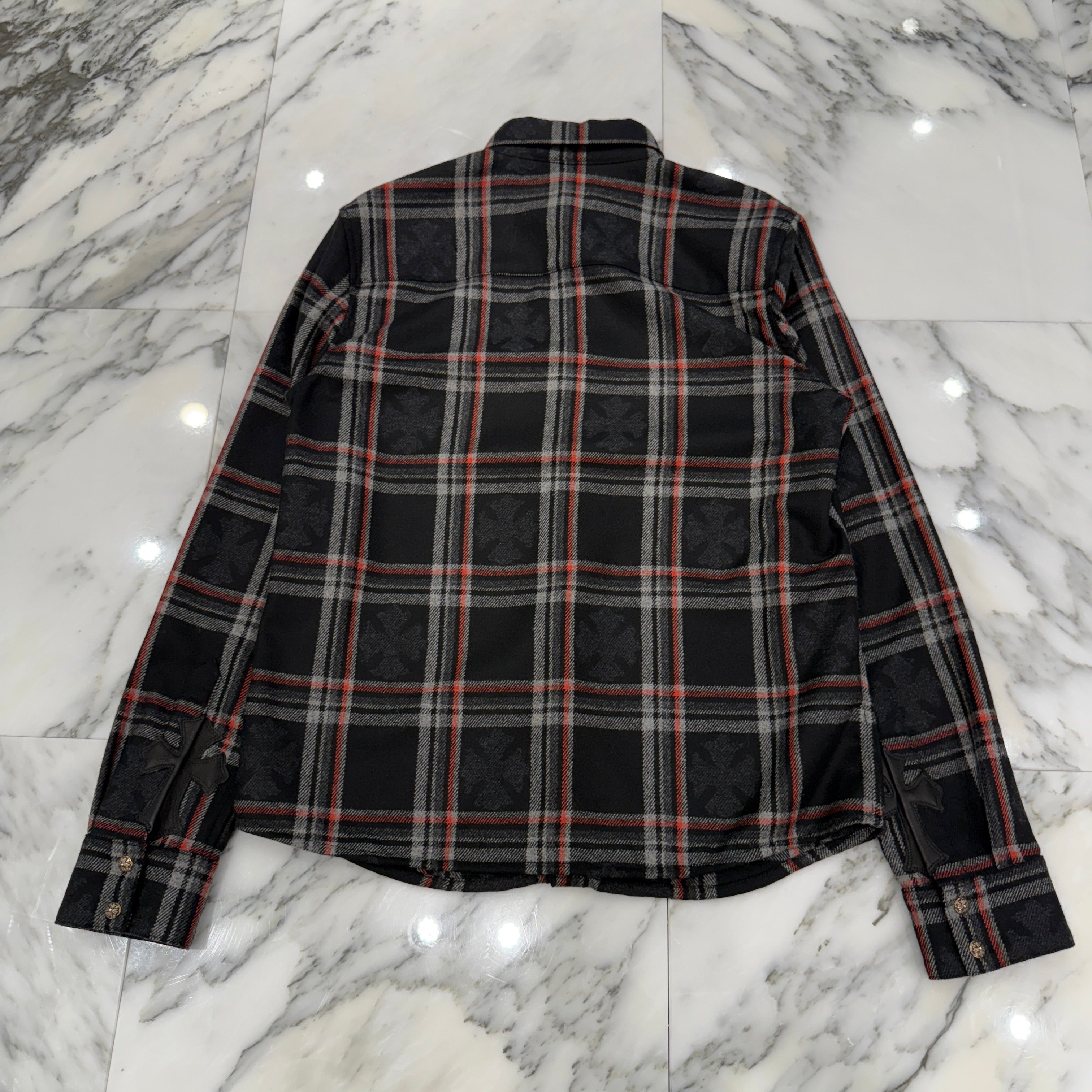 CHROME HEARTS 2025SS Y NOT Cross Ball Button Cashmere Check Shirt Size S クロムハーツ ワイノット クロスボールボタン カシミヤ チェックシャツ サイズS