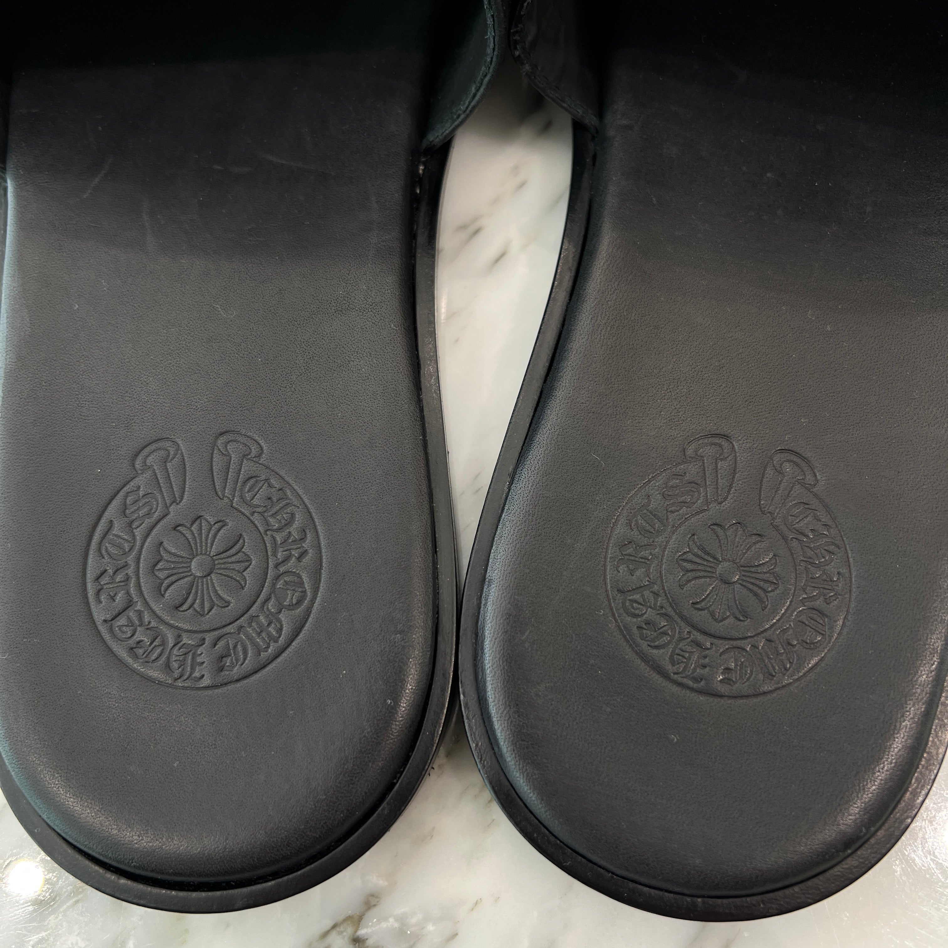 CHROME HEARTS Leather Cross Patch Sandals Size 38 クロムハーツ レザークロスパッチ サンダル サイズ38