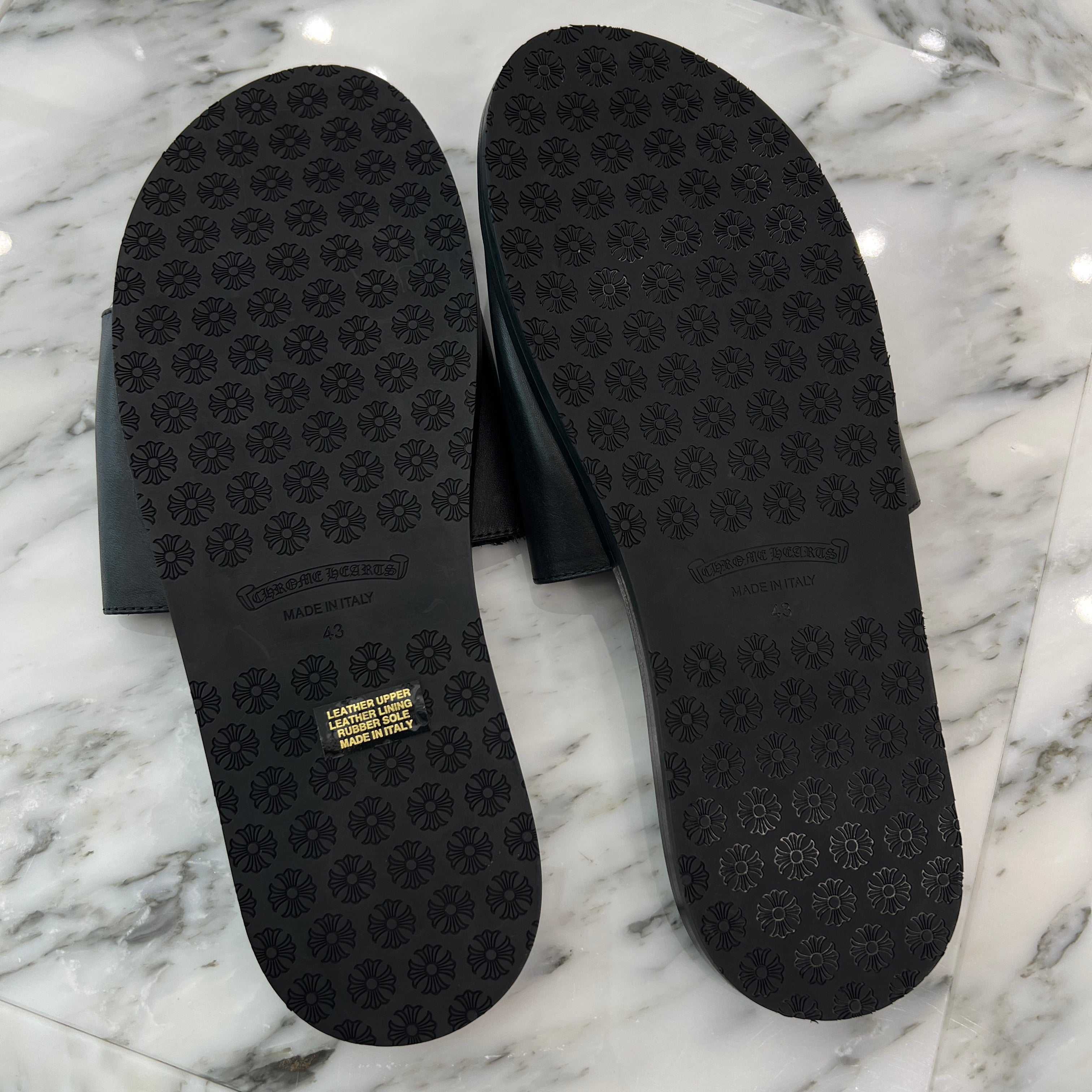 CHROME HEARTS Leather Cross Patch Sandals Size 43 クロムハーツ レザークロスパッチ サンダル サイズ43