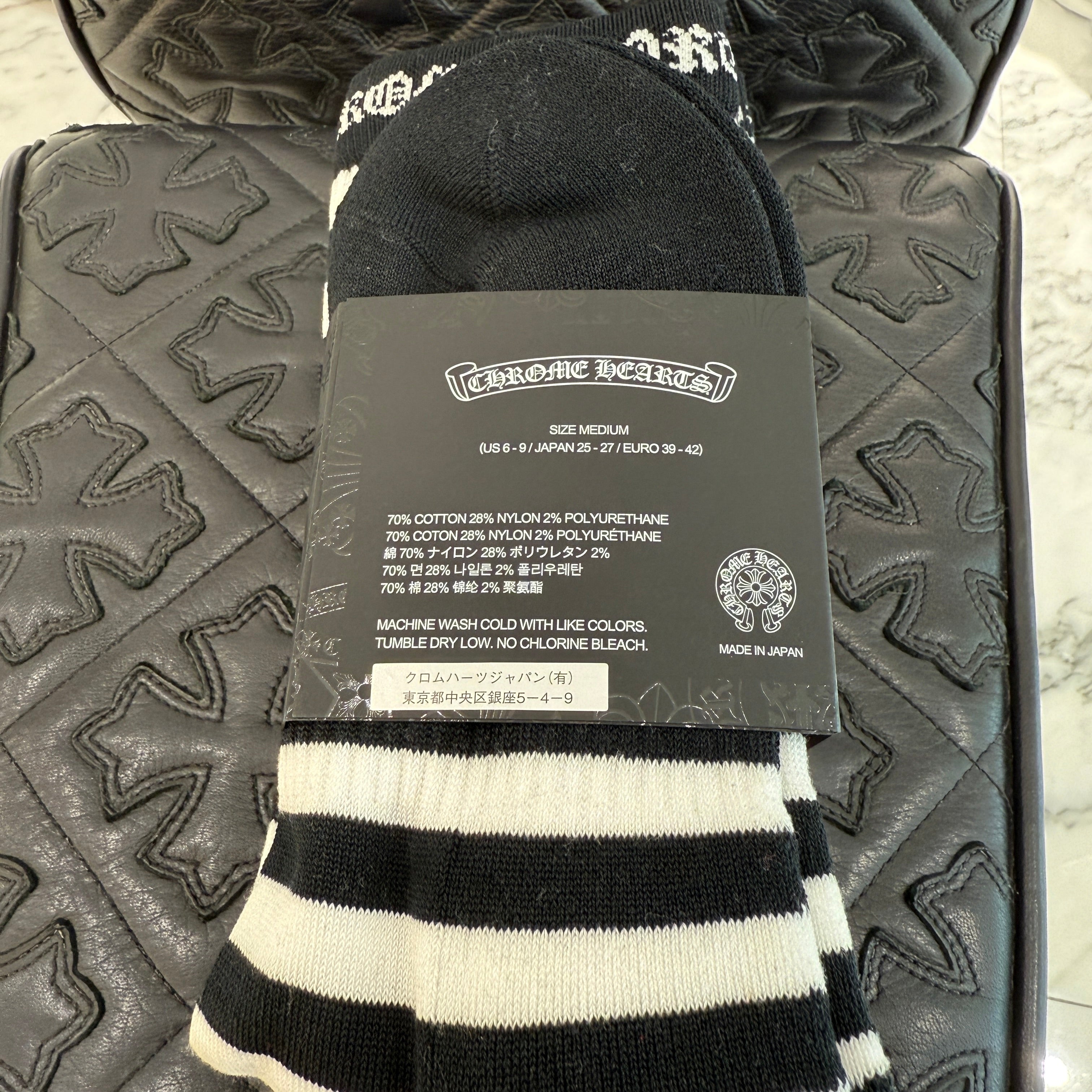 CHROME HEARTS CH Plus Border Socks Size M(25-27) クロムハーツ CHプラス ボーダーソックス サイズM(25-27)