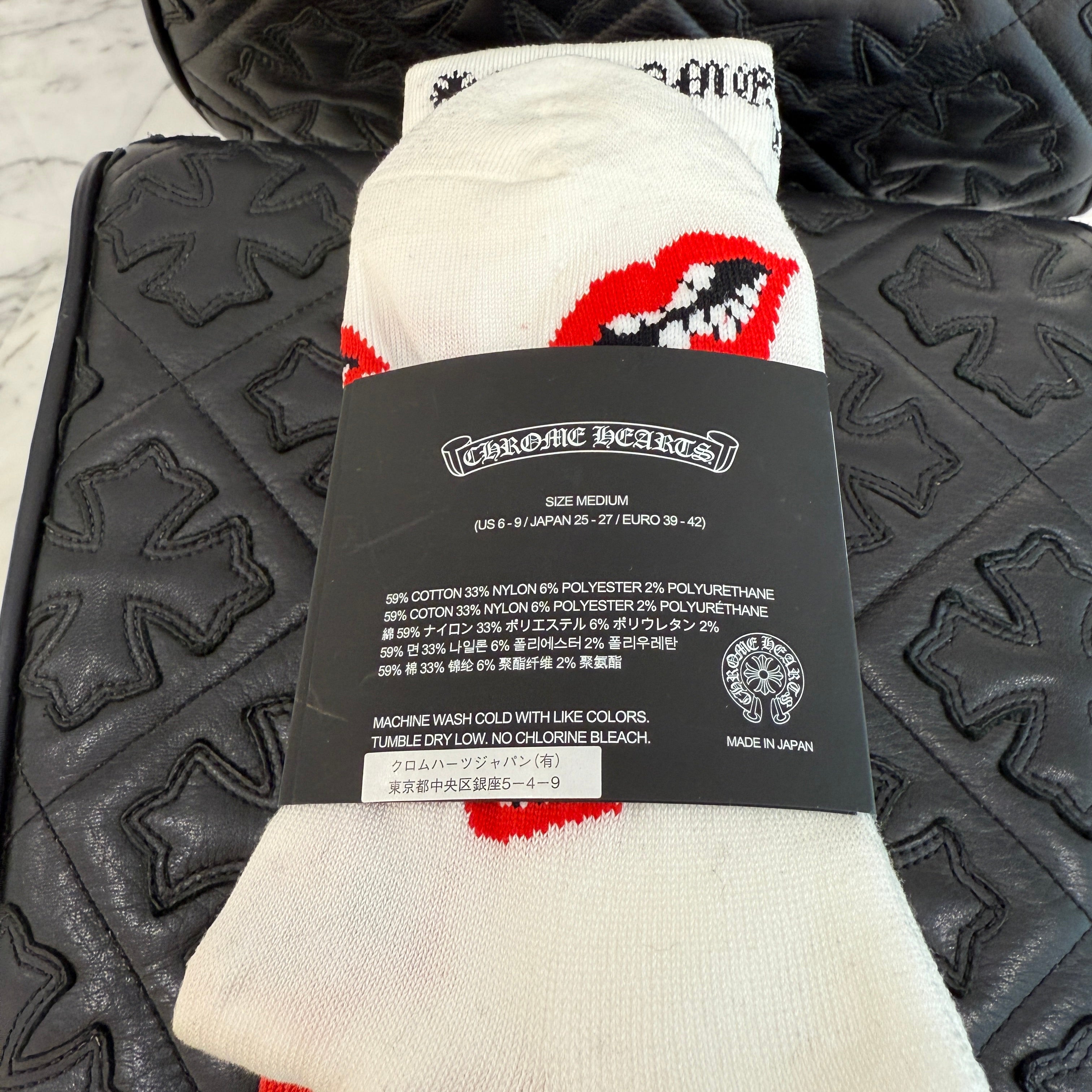 新品　クロムハーツ　マッティーボーイ　靴下　M ホワイト 大人気！【CHROME HEARTS】Matty Boy Socks マッティボーイ 靴下
