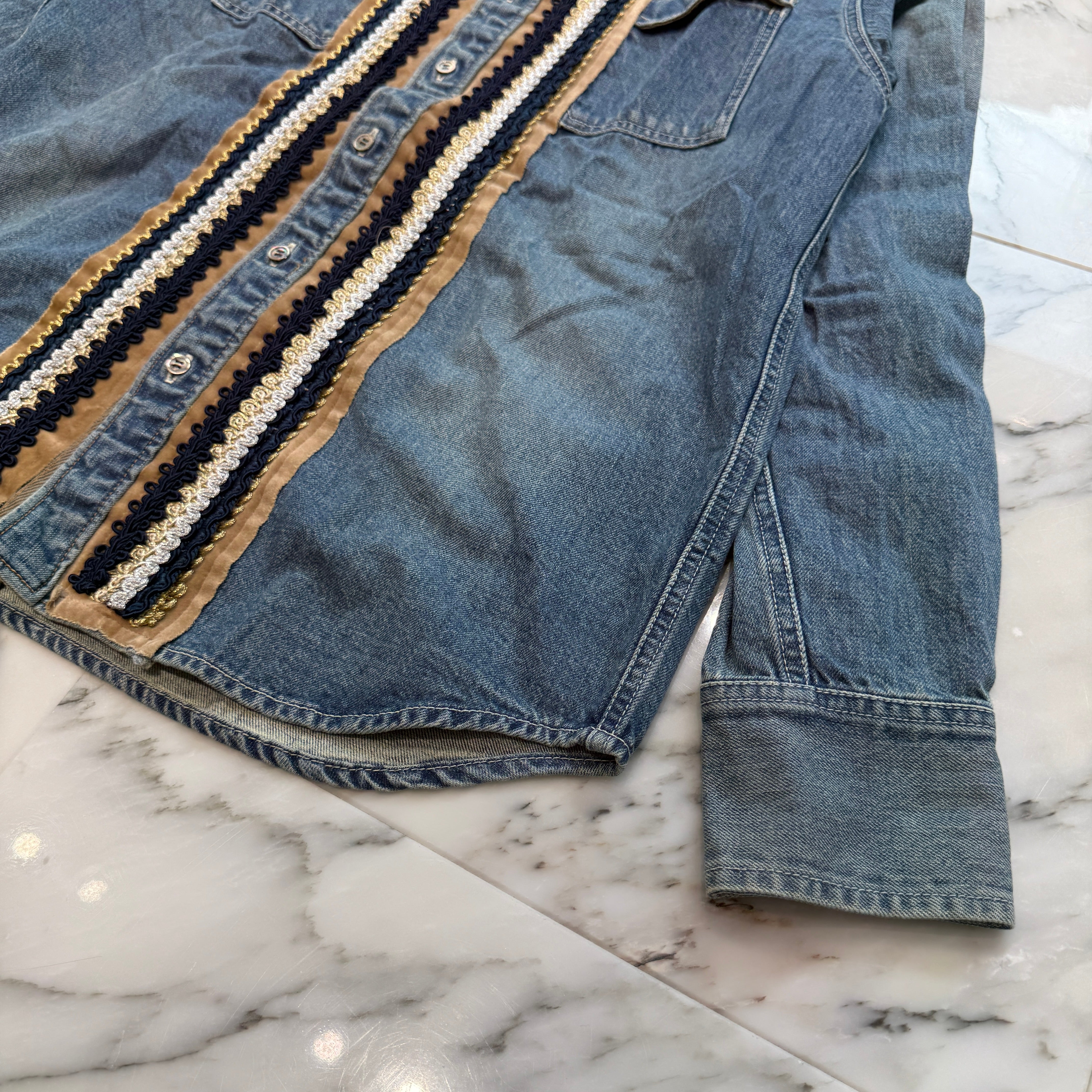 sacai 2017AW Denim Embellished Shirt 17-01405M Size 1 サカイ デニム装飾シャツ サイズ1