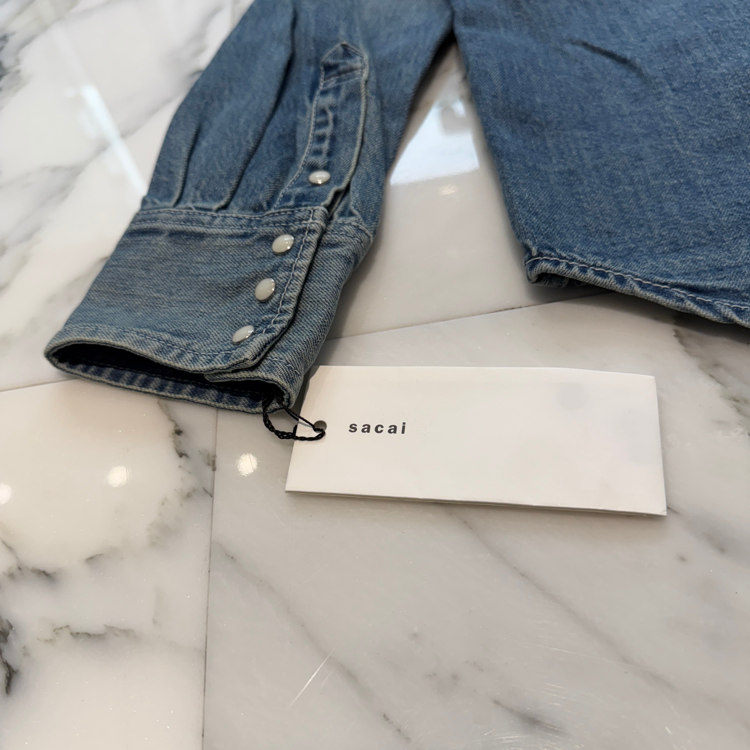 sacai 2017AW Denim Embellished Shirt 17-01405M Size 1 サカイ デニム装飾シャツ サイズ1