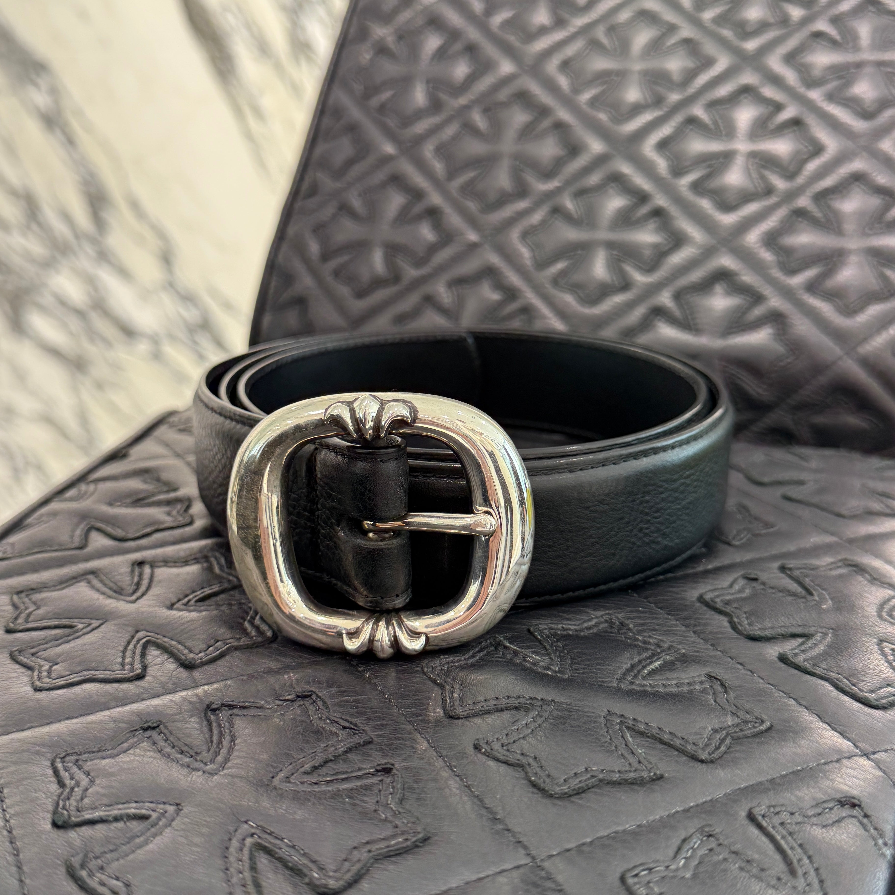 CHROME HEARTS Gunslinger Leather Belt Size 38 クロムハーツ ガン