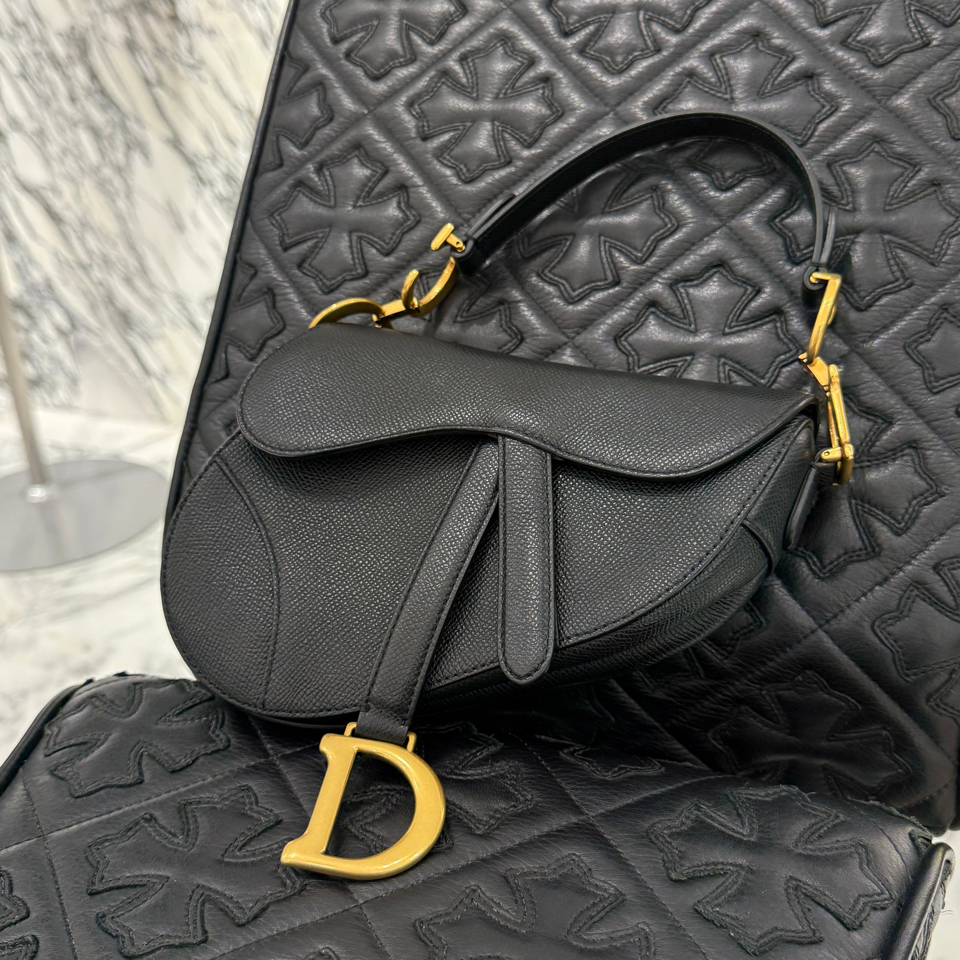 DIOR 2024AW Mini Saddle Bag Grained Calfskin "Black" M0456CBAA ディオール ミニ サドルバッグ グレインド カーフスキン "ブラック"
