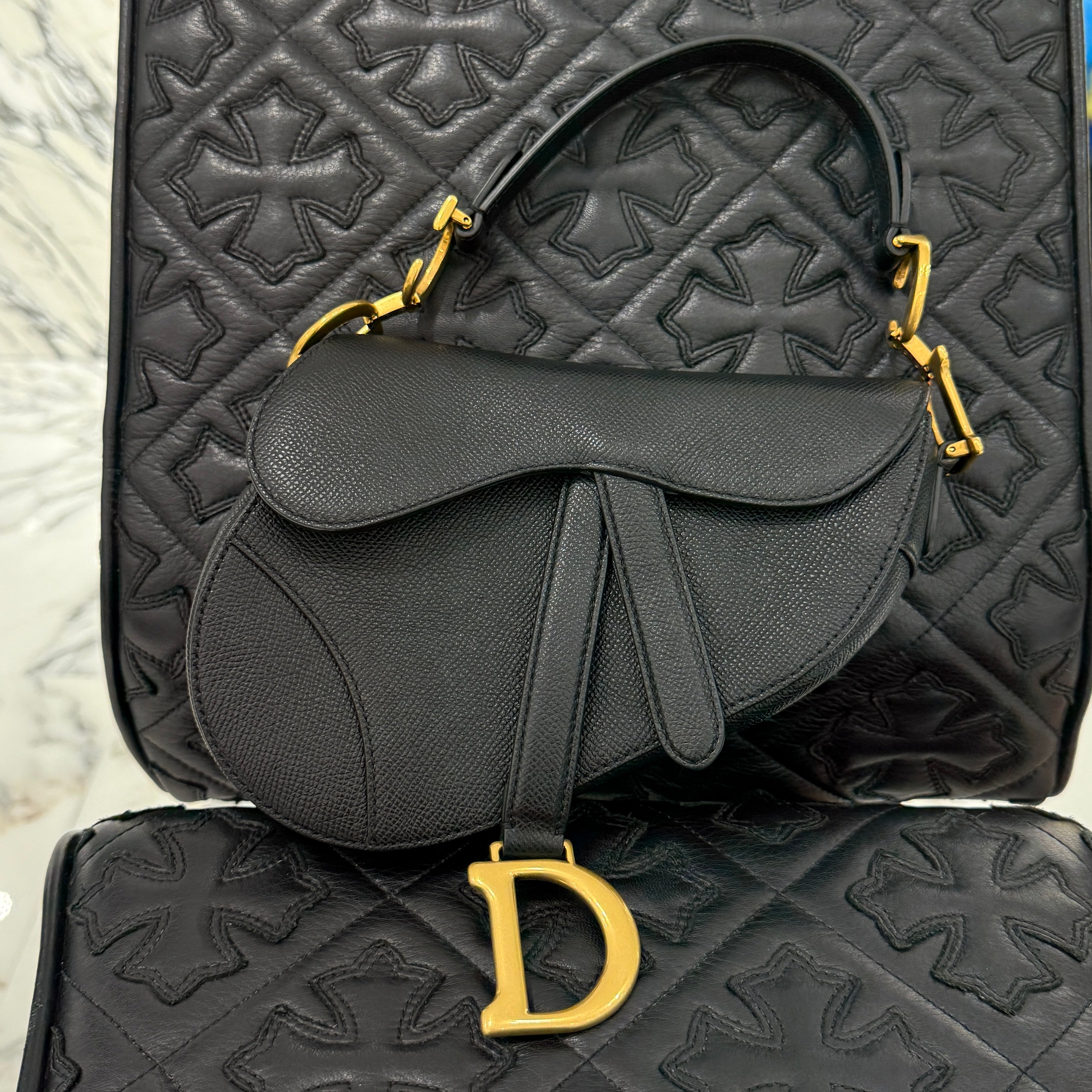DIOR 2024AW Mini Saddle Bag Grained Calfskin "Black" M0456CBAA ディオール ミニ サドルバッグ グレインド カーフスキン "ブラック"