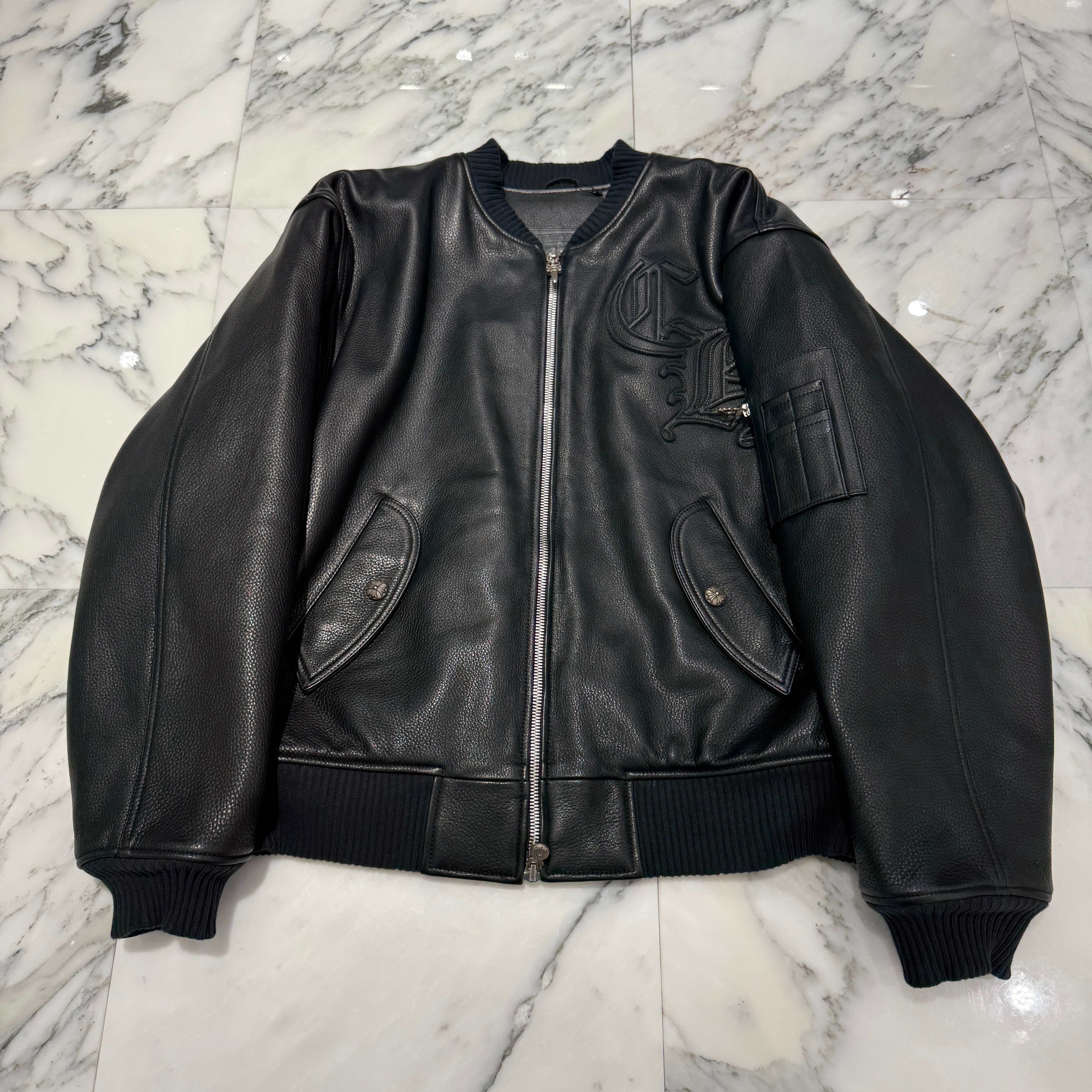 CHROME HEARTS LETTERMAN CH Patch Leather Blouson Jacket Size M クロムハーツ レターマン CHパッチ レザーブルゾンジャケット サイズM