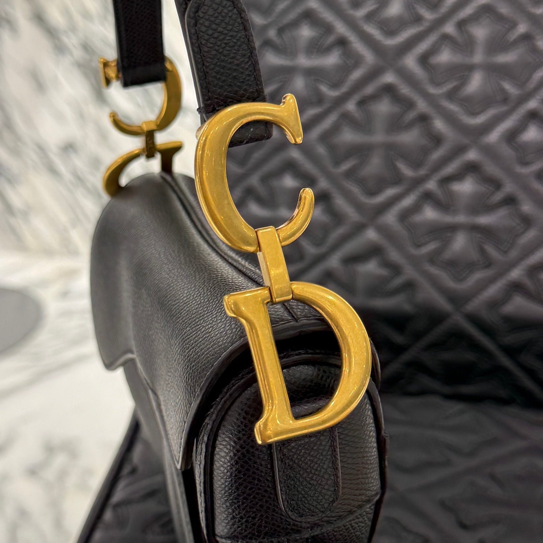 DIOR 2024AW Mini Saddle Bag Grained Calfskin "Black" M0456CBAA ディオール ミニ サドルバッグ グレインド カーフスキン "ブラック"